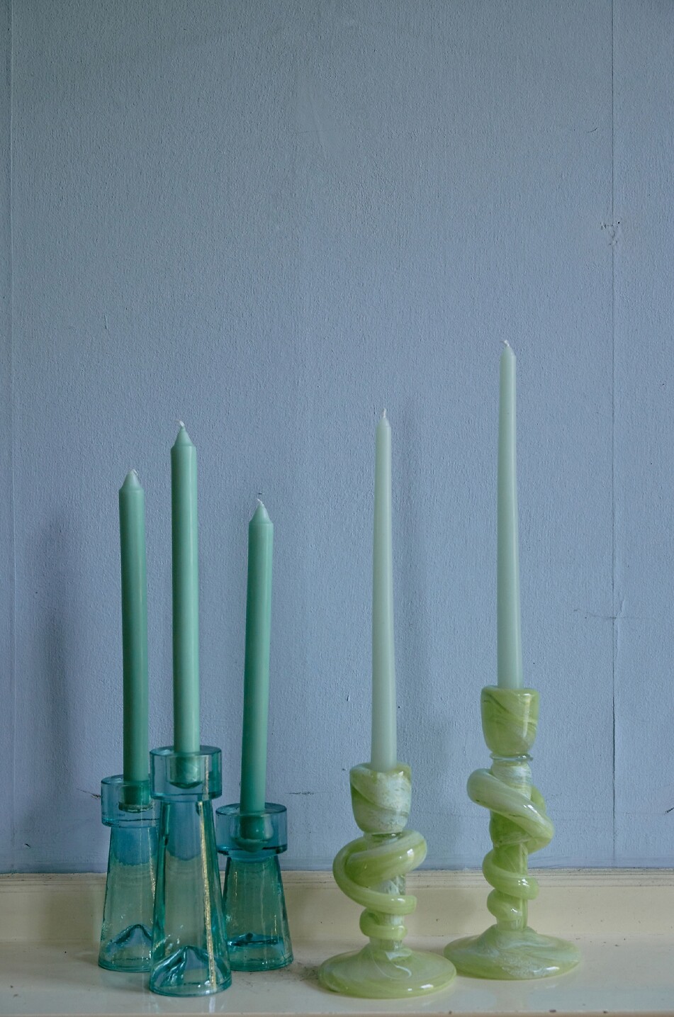 HKLIVING Arte Ice Blue L glass candle holder - H19 Home LIGHT BLUE 3