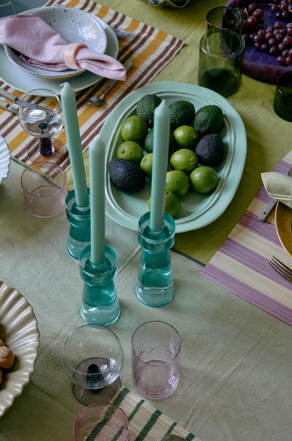 HKLIVING Arte Ice Blue M glass candle holder - H16 Home LIGHT BLUE 3