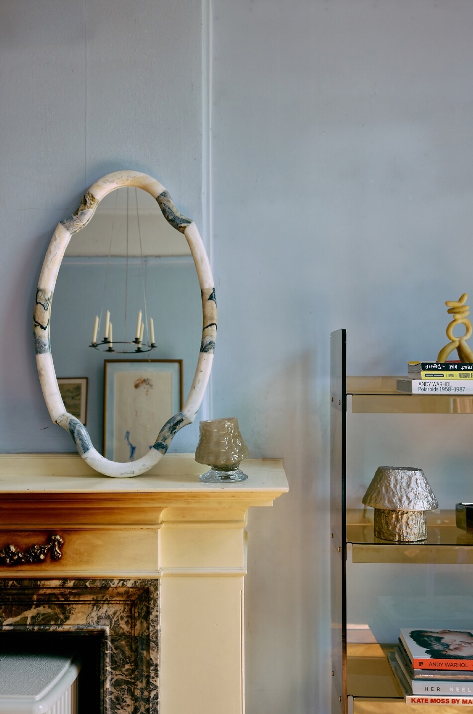 HKLIVING New Classics oval marble wall mirror Home MULTI COLOURED 3