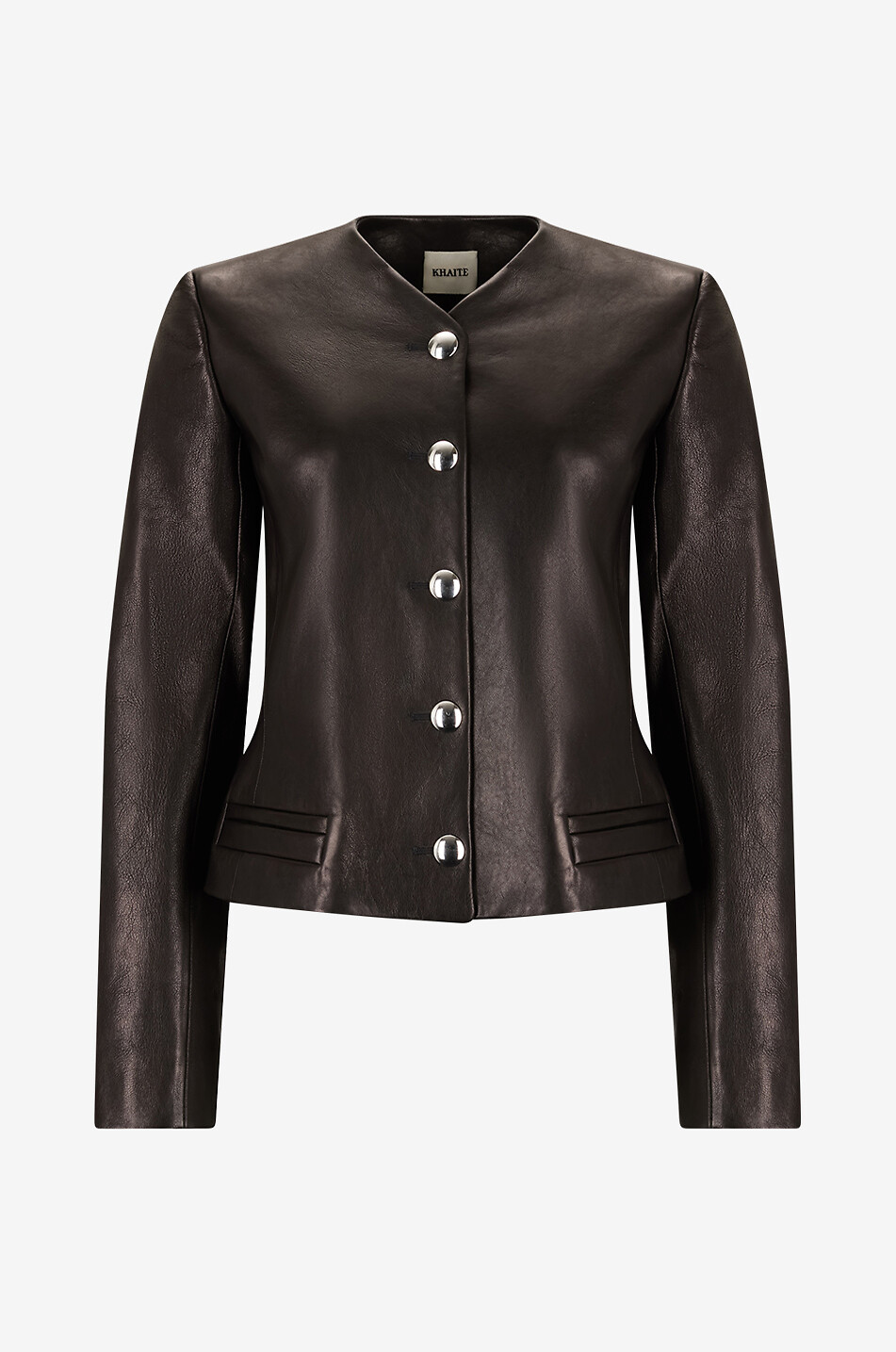 KHAITE Taillierte Jacke aus Lammeder mit V-Ausschnitt Nara Damen SCHWARZ 1