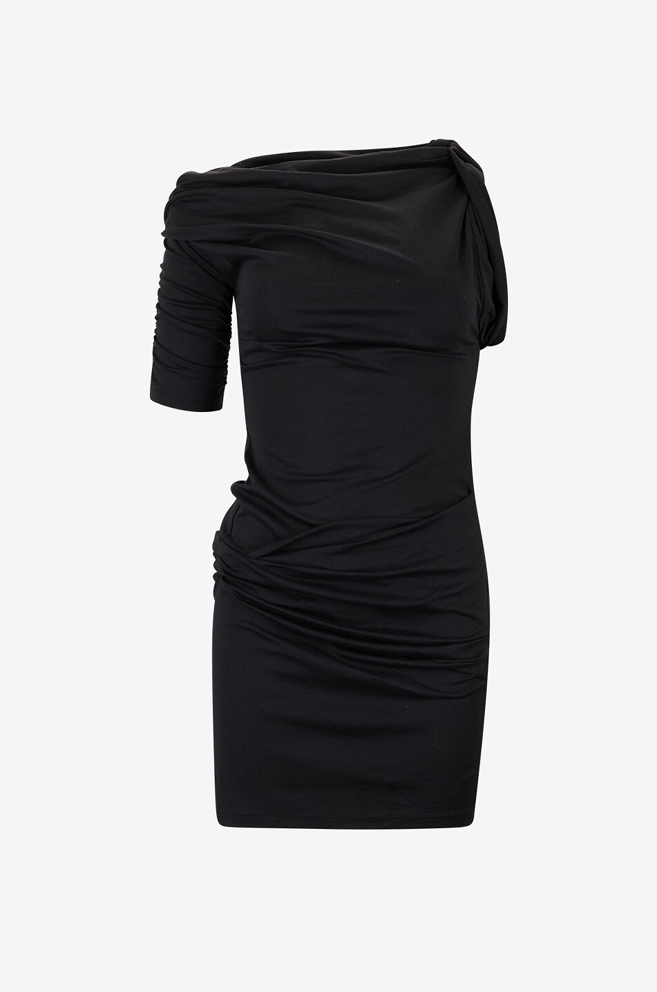 JACQUEMUS Mini robe asymétrique ajustée La Mini Drapeado Femme NOIR 1