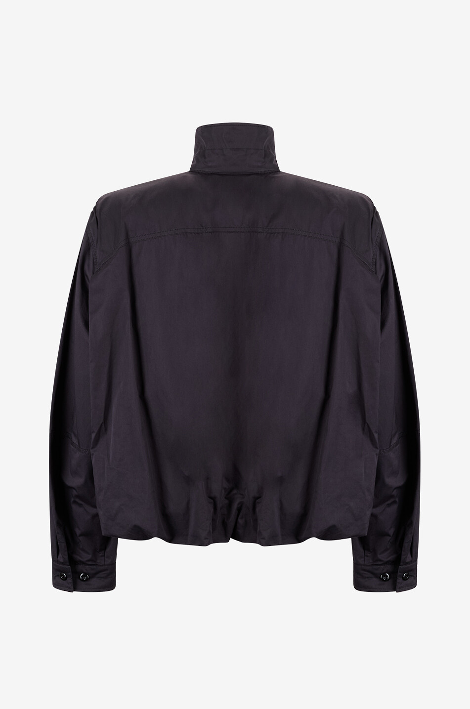 LEMAIRE Pleated cropped cotton satin blouson with stand-up collar Women DARK BLUE 2