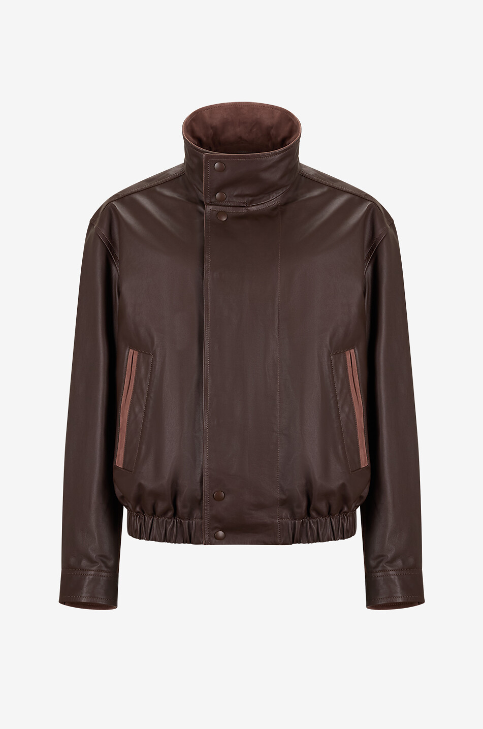 LEMAIRE Kurzer Blouson mit Stehkragen aus Leder Papier Damen BRAUN 1