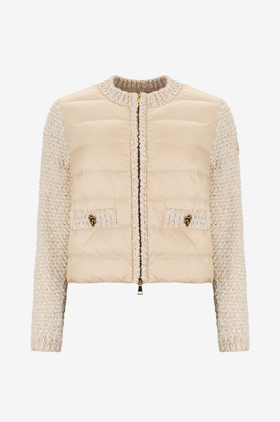 MONCLER Tweed-Cardigan mit Dauneneinsätzen Damen CREMEFARBEN 1