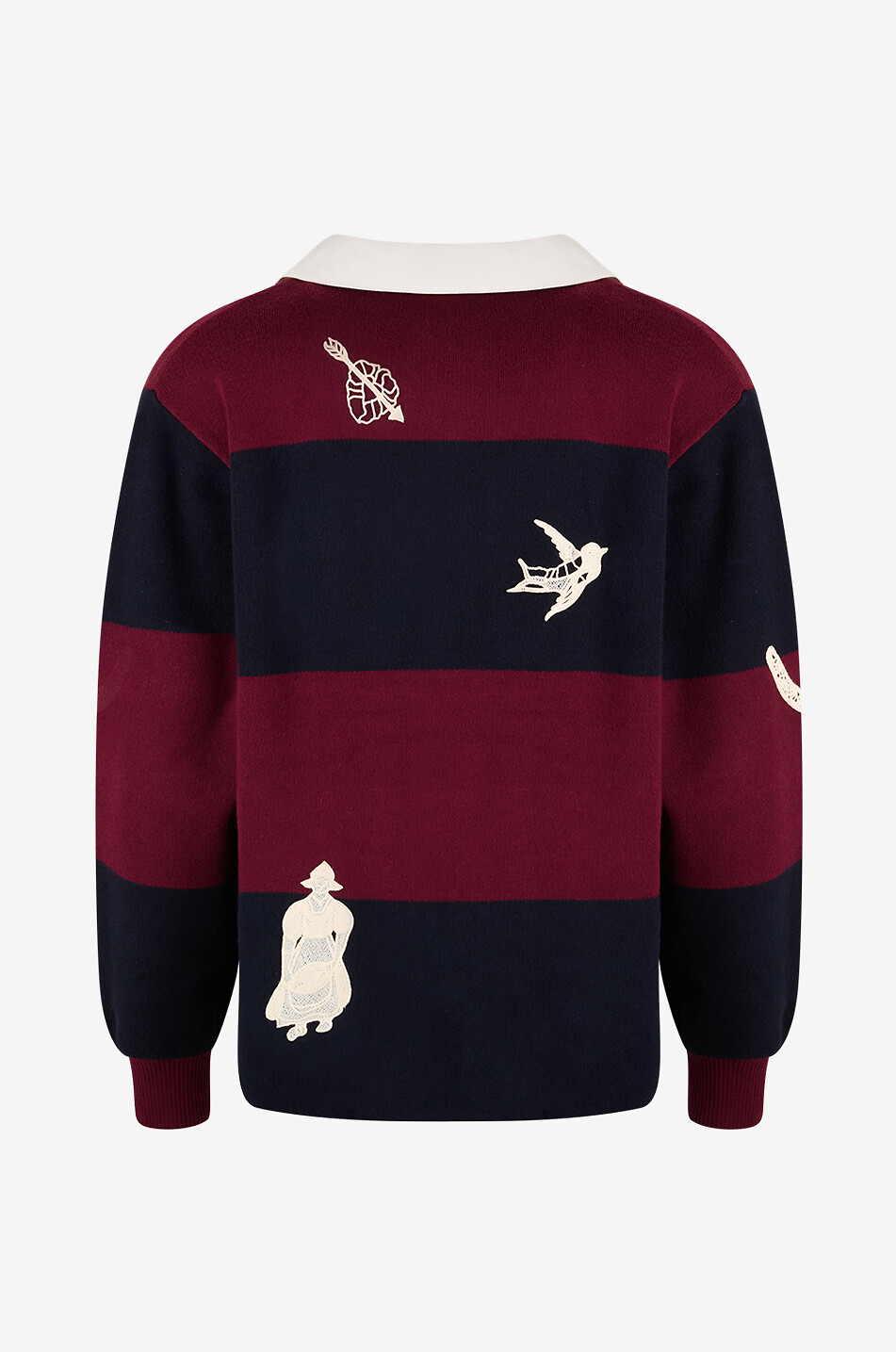 SEA Hester self-tie striped embroidered cotton and cashmere cardigan Women MULTI COLOURED 2