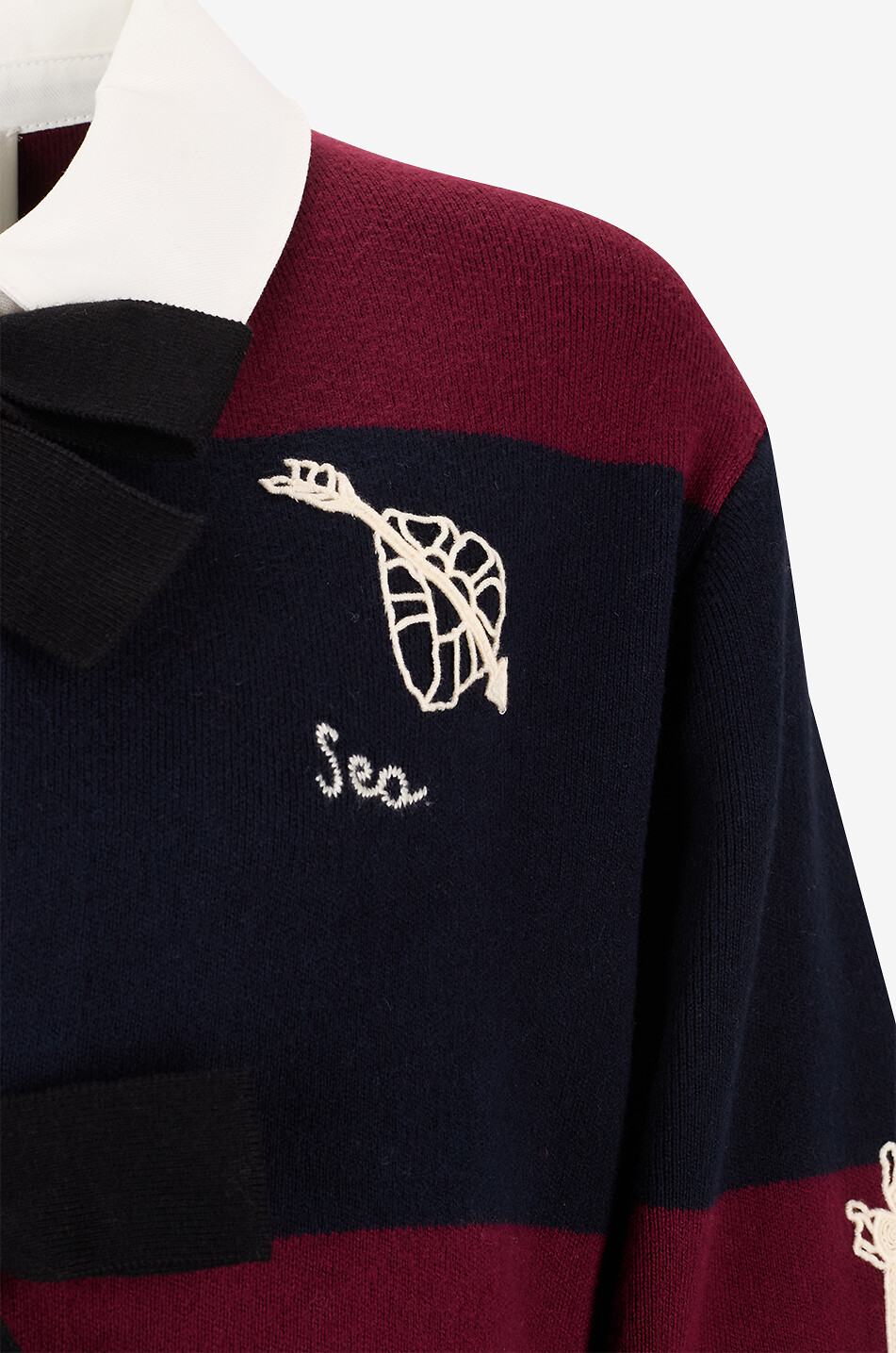 SEA Hester self-tie striped embroidered cotton and cashmere cardigan Women MULTI COLOURED 9