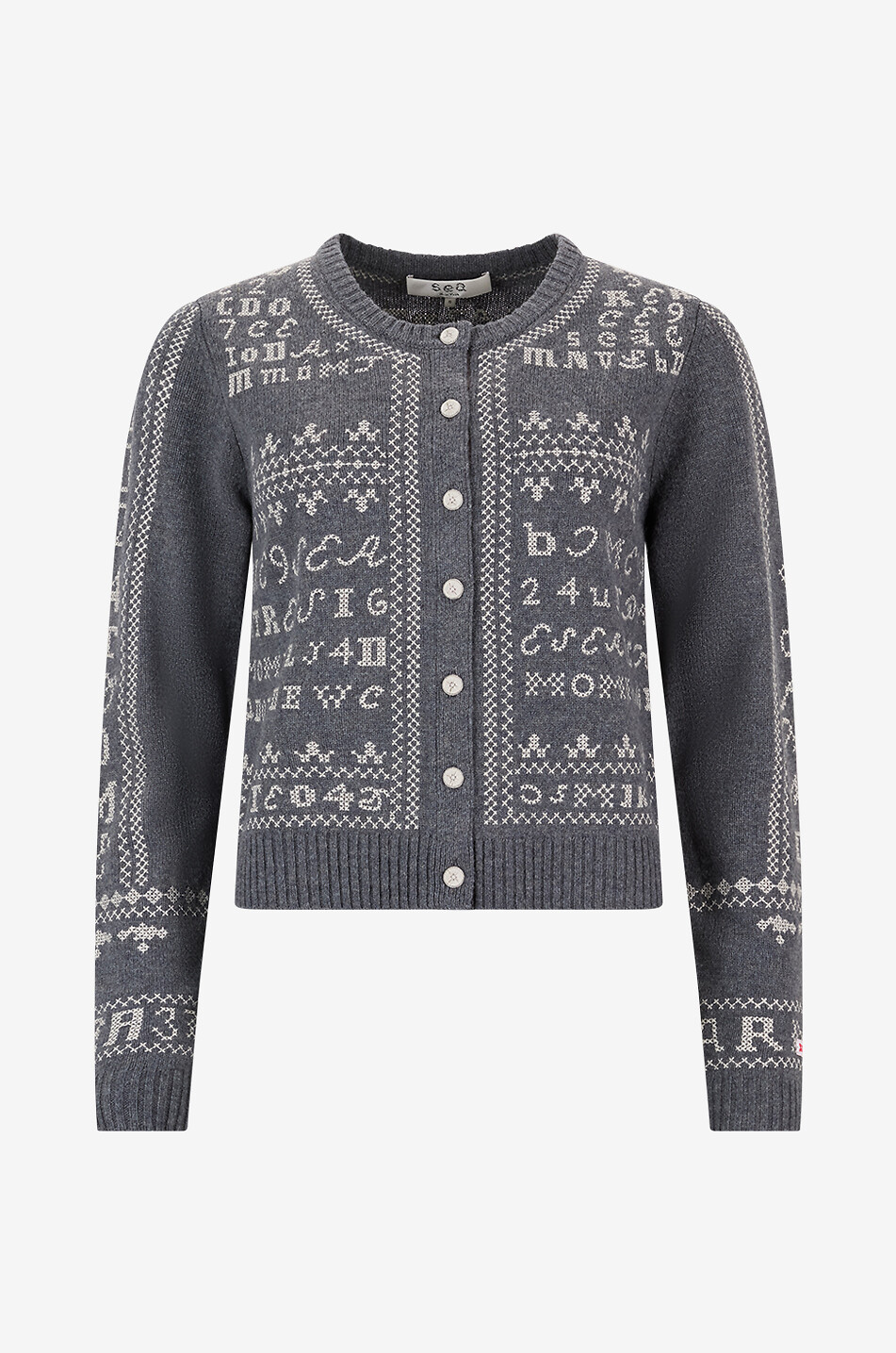Cardigan brodé à col rond en laine Kit