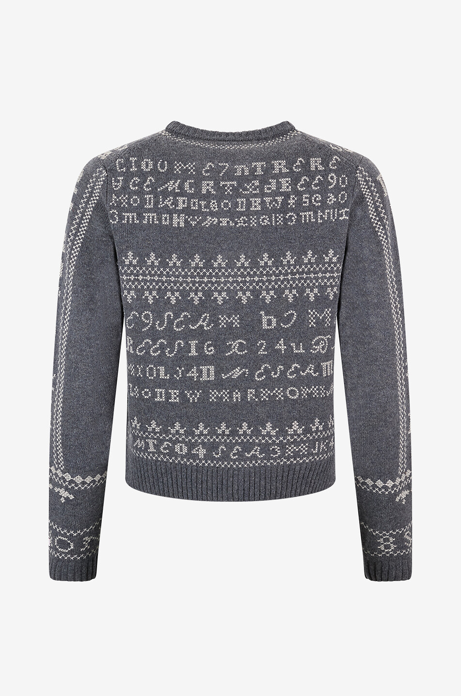 SEA Cardigan brodé à col rond en laine Kit Femme GRIS 2