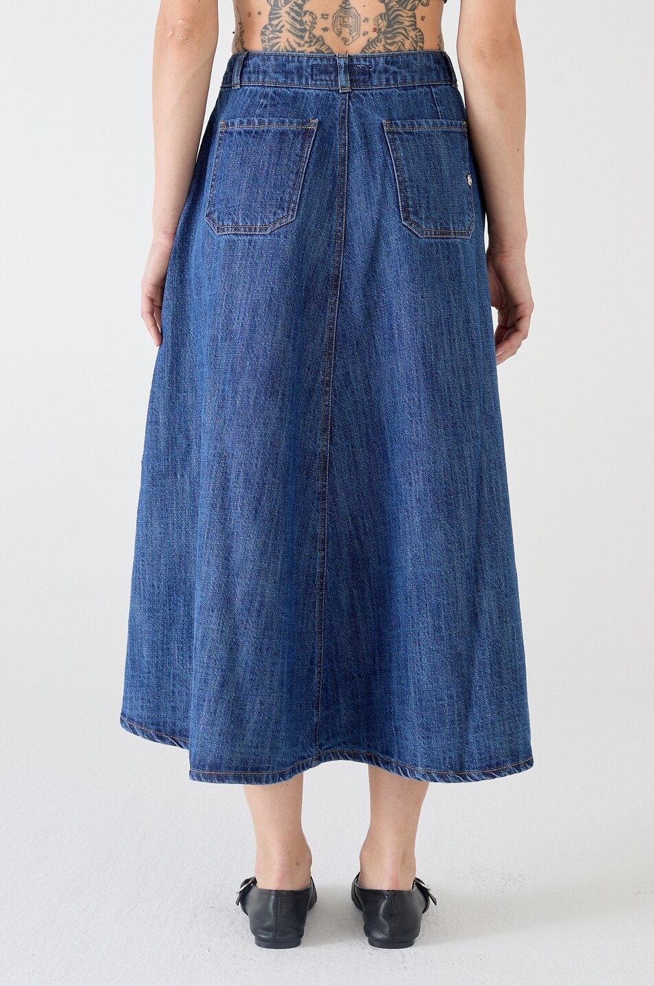 SHAFT Filly cotton denim long skirt Women BLUE 3