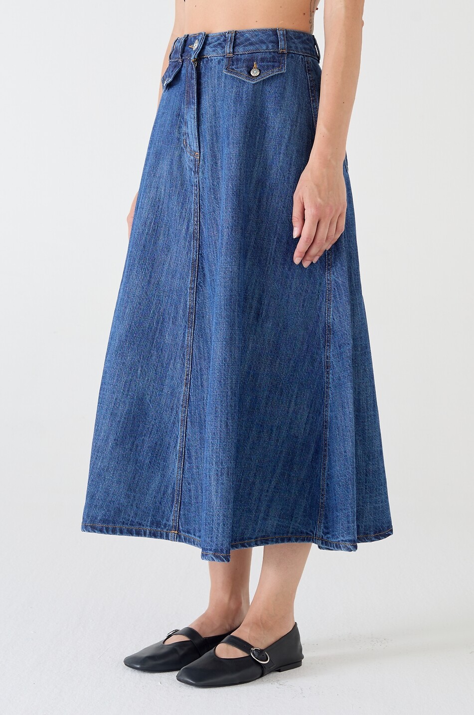 SHAFT Filly cotton denim long skirt Women BLUE 5