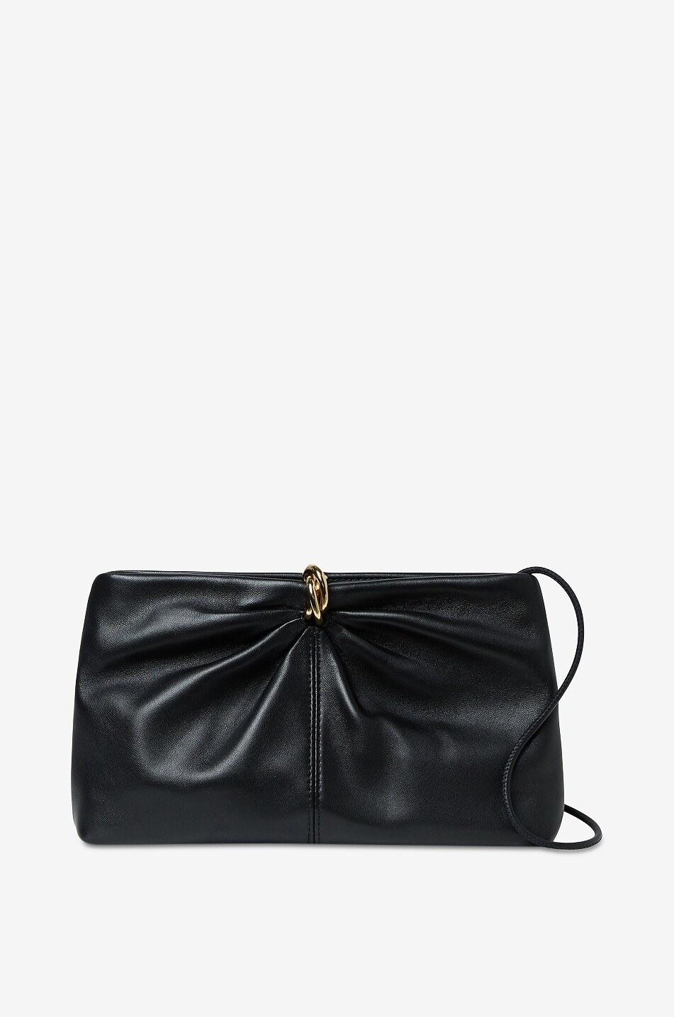LOEFFLER RANDALL Pochette en cuir lisse froncé Corrine Femme NOIR 1