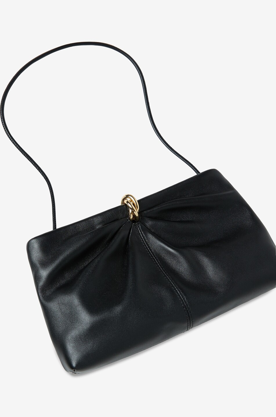 LOEFFLER RANDALL Pochette en cuir lisse froncé Corrine Femme NOIR 5