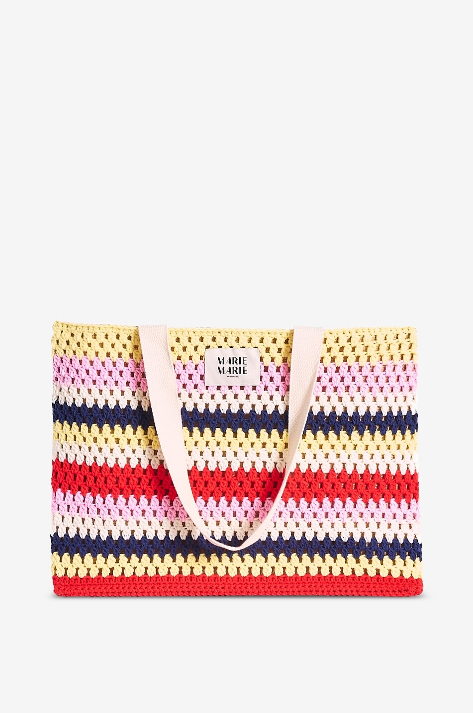 Mimi striped cotton crochet tote bag