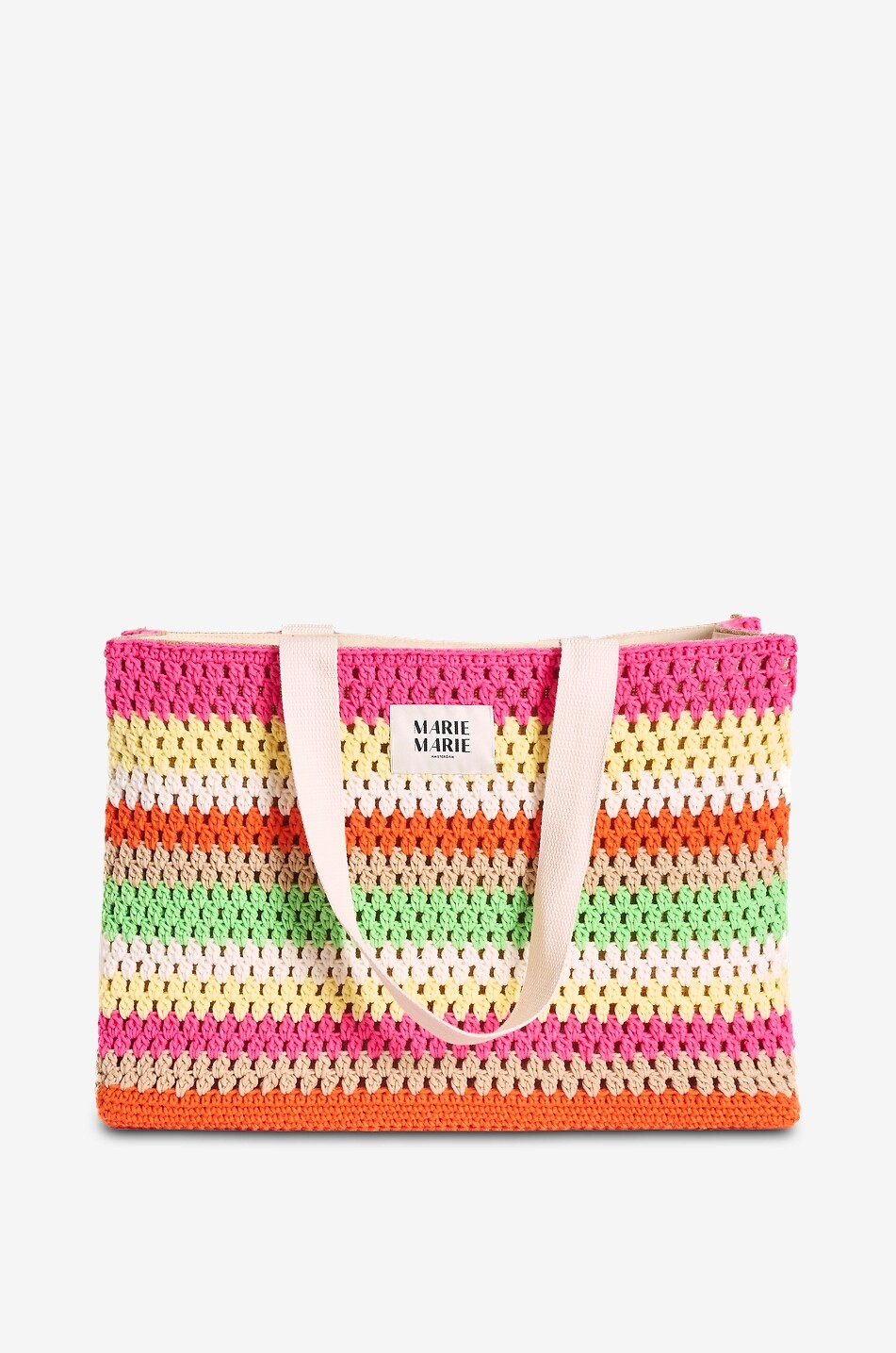 Mimi striped cotton crochet tote bag