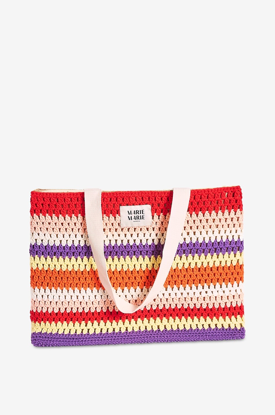MARIEMARIE AMSTERDAM Mimi striped cotton crochet tote bag Women RED 1
