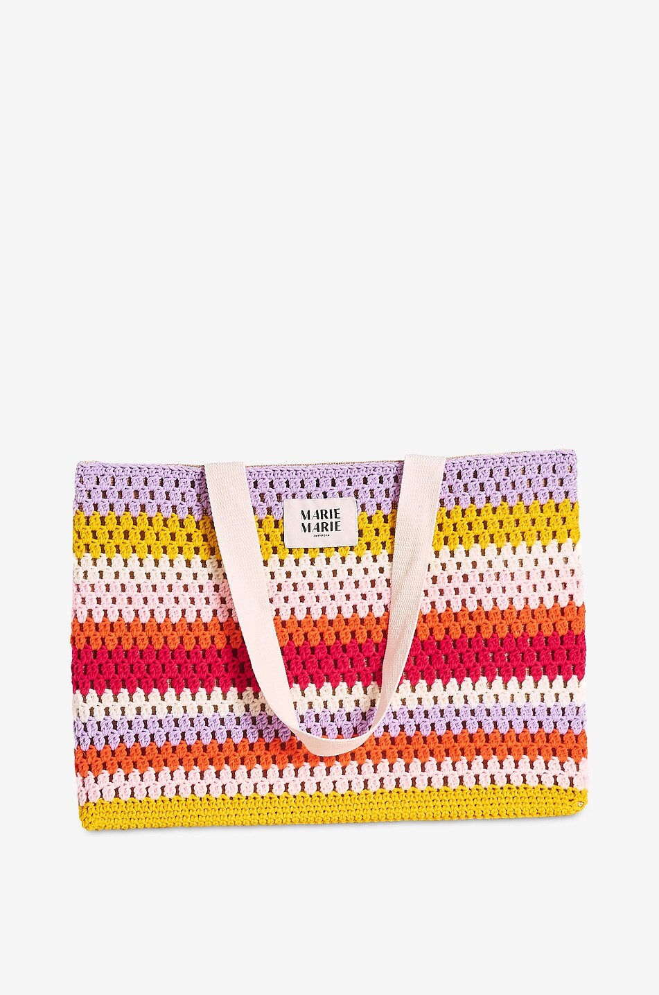 MARIEMARIE AMSTERDAM Mimi striped cotton crochet tote bag Women LIGHT PURPLE 1