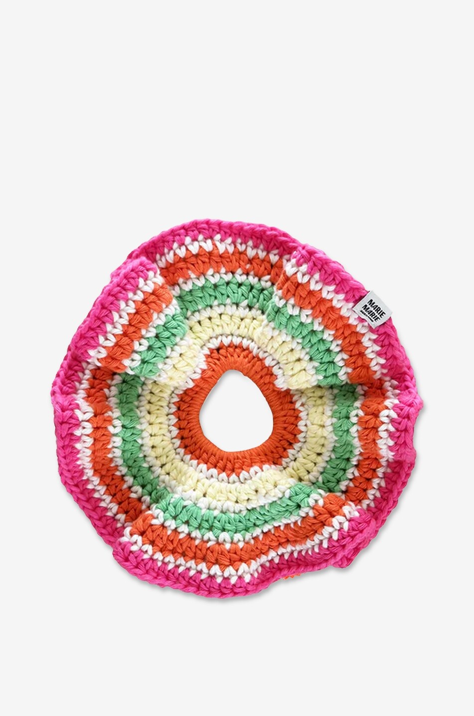 Chouchou géant rond en crochet rayé