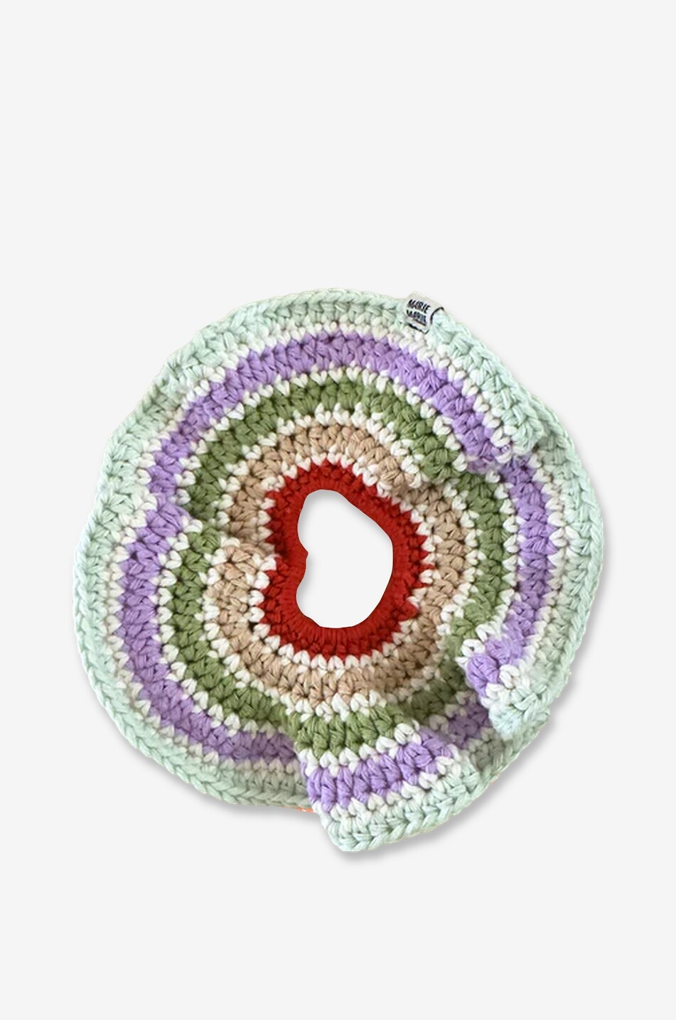 MARIEMARIE AMSTERDAM Chouchou géant rond en crochet rayé Unisexe VERT CLAIR 1