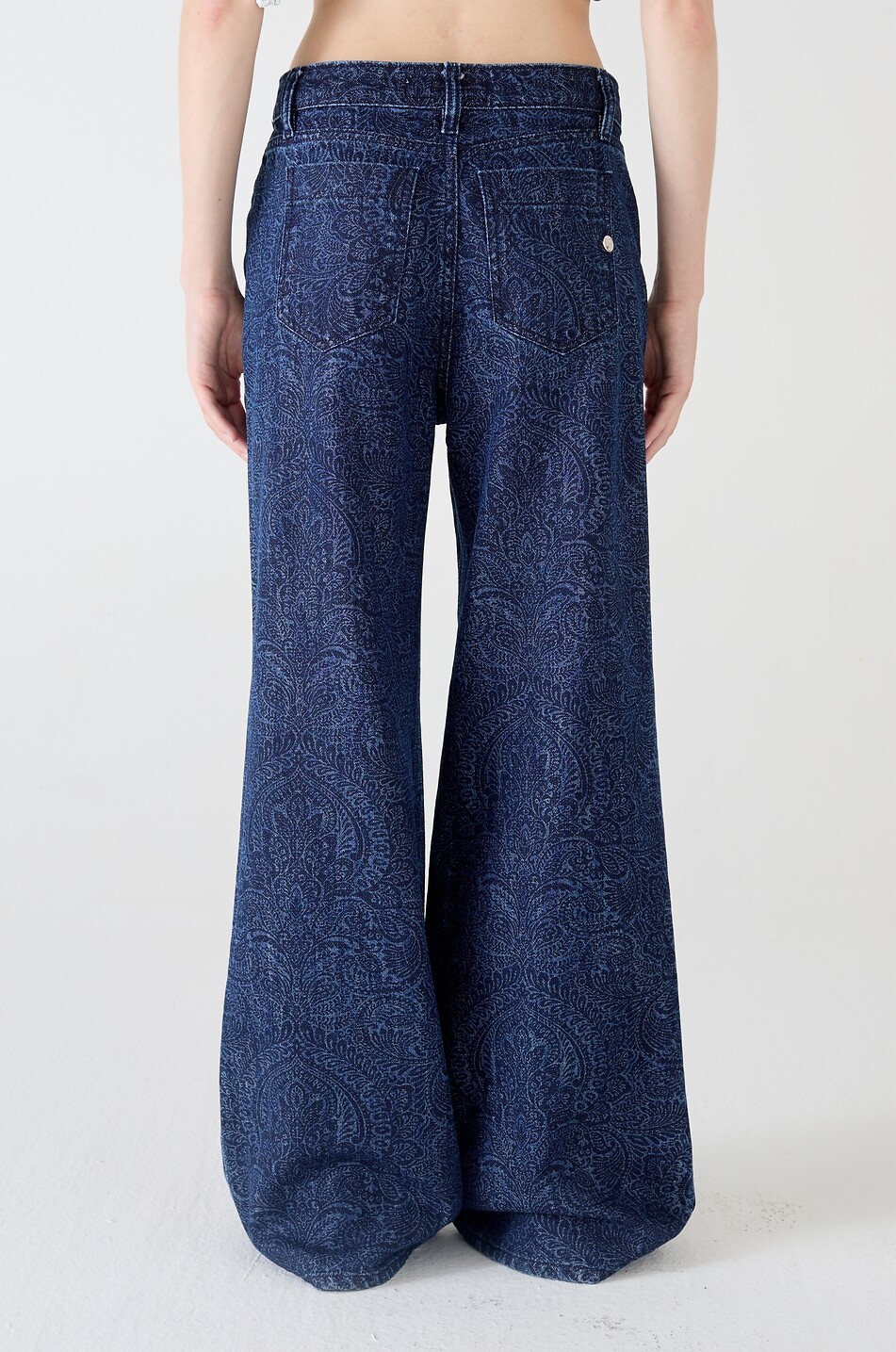 SHAFT Wide-leg printed denim trousers Japan Women DARK BLUE 4