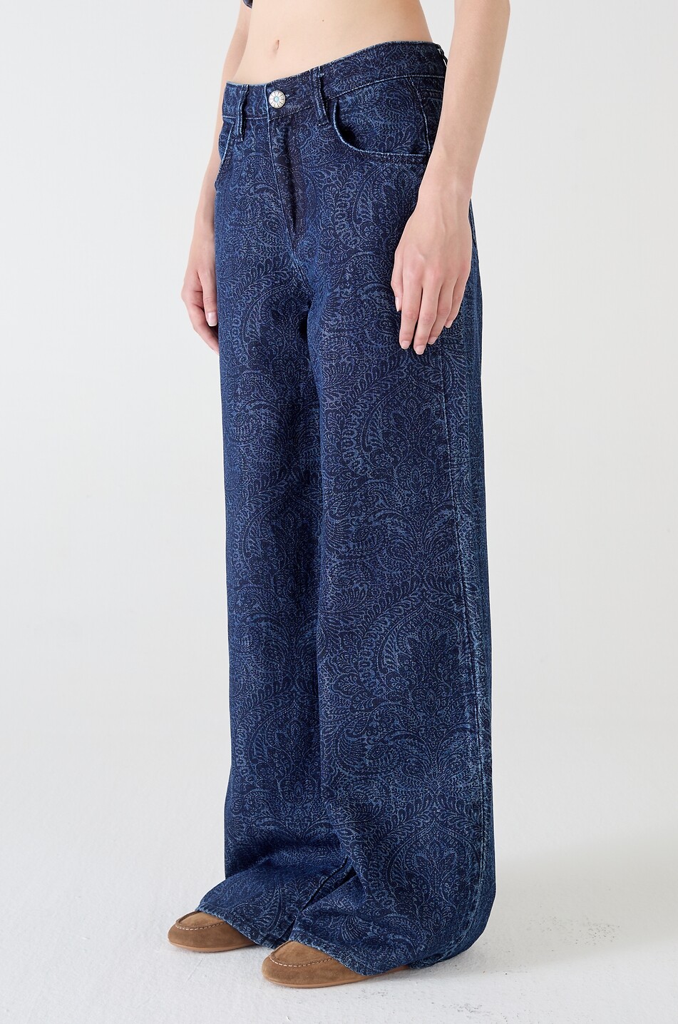 SHAFT Wide-leg printed denim trousers Japan Women DARK BLUE 6