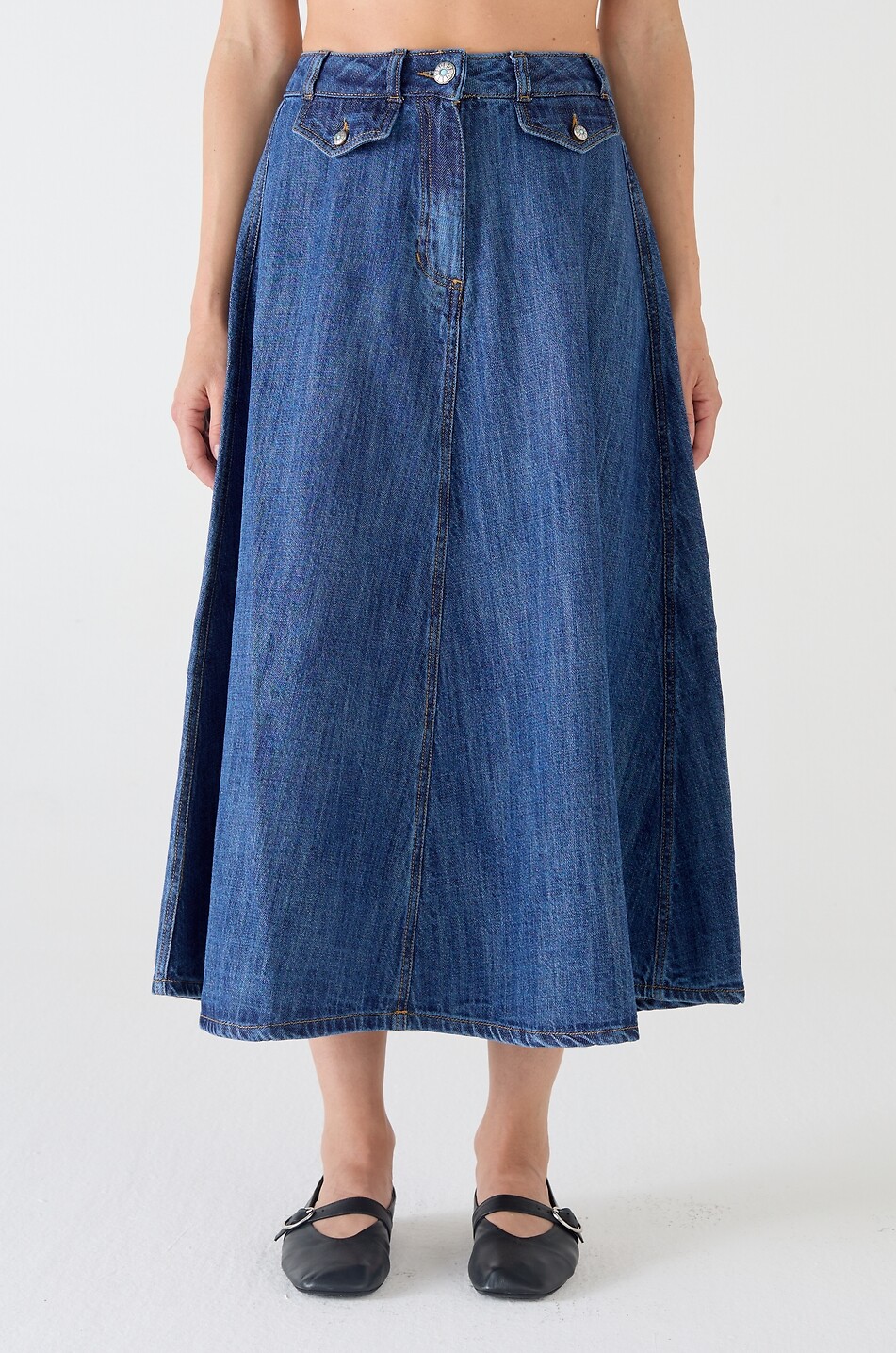 SHAFT Filly cotton denim long skirt Women BLUE 6