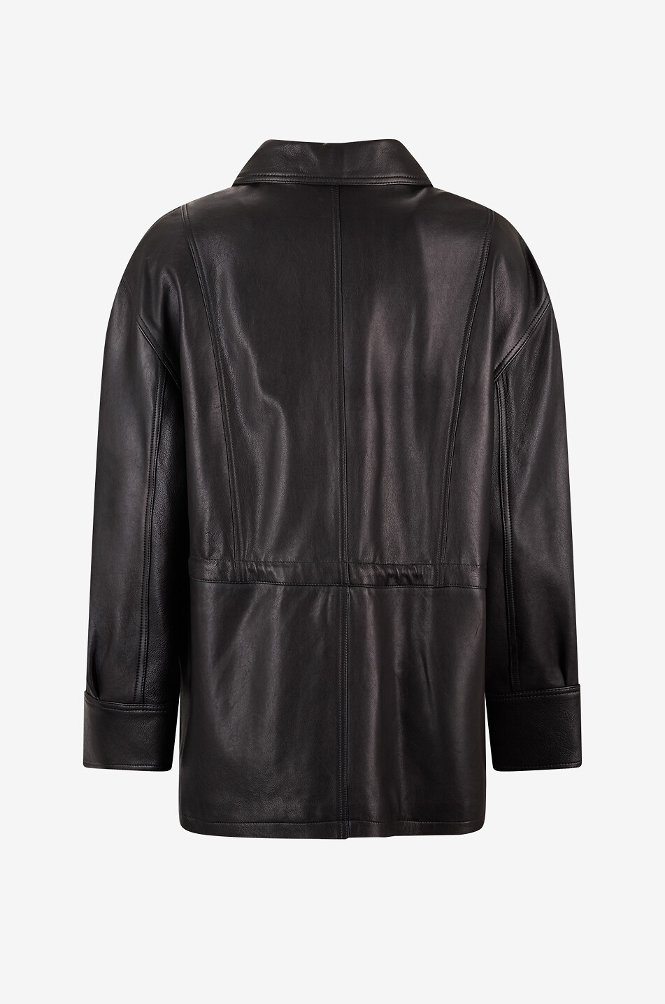 ARMA Veste en cuir nappa mi-longue à col chemise Maeve Femme NOIR 2