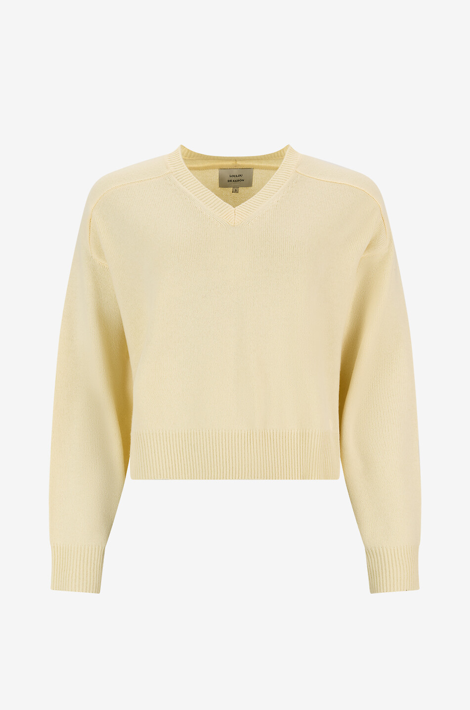 LOULOU DE SAISON Pull boxy à col V en cachemire Anzor Femme JAUNE CLAIR 1