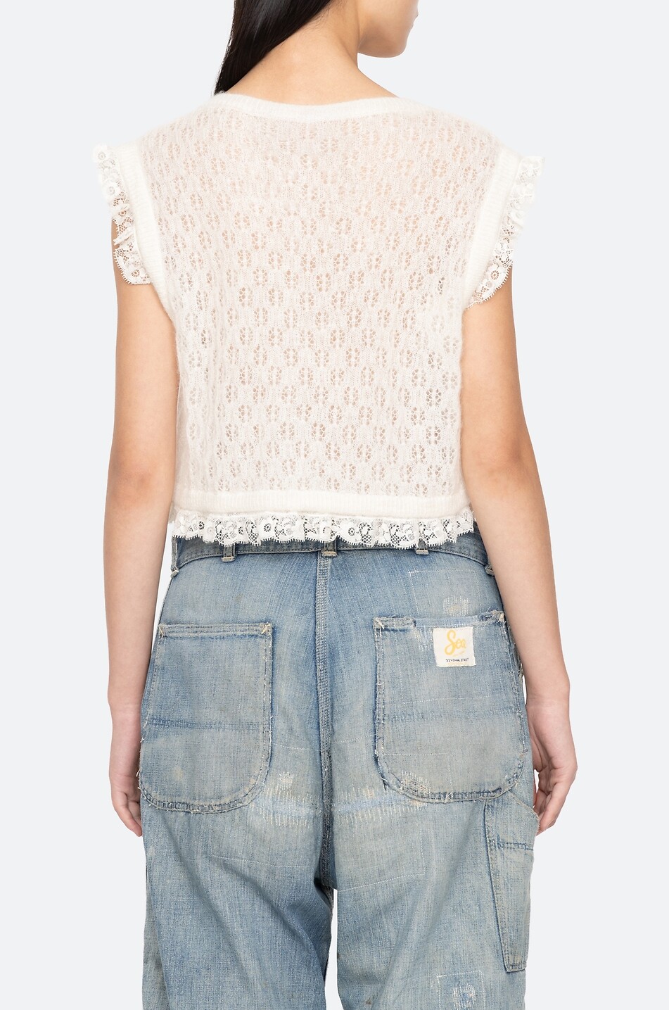 SEA Cardigan mit Rundhalsausschnitt aus Alpaka-Strick Teagan Damen CREMEFARBEN 3