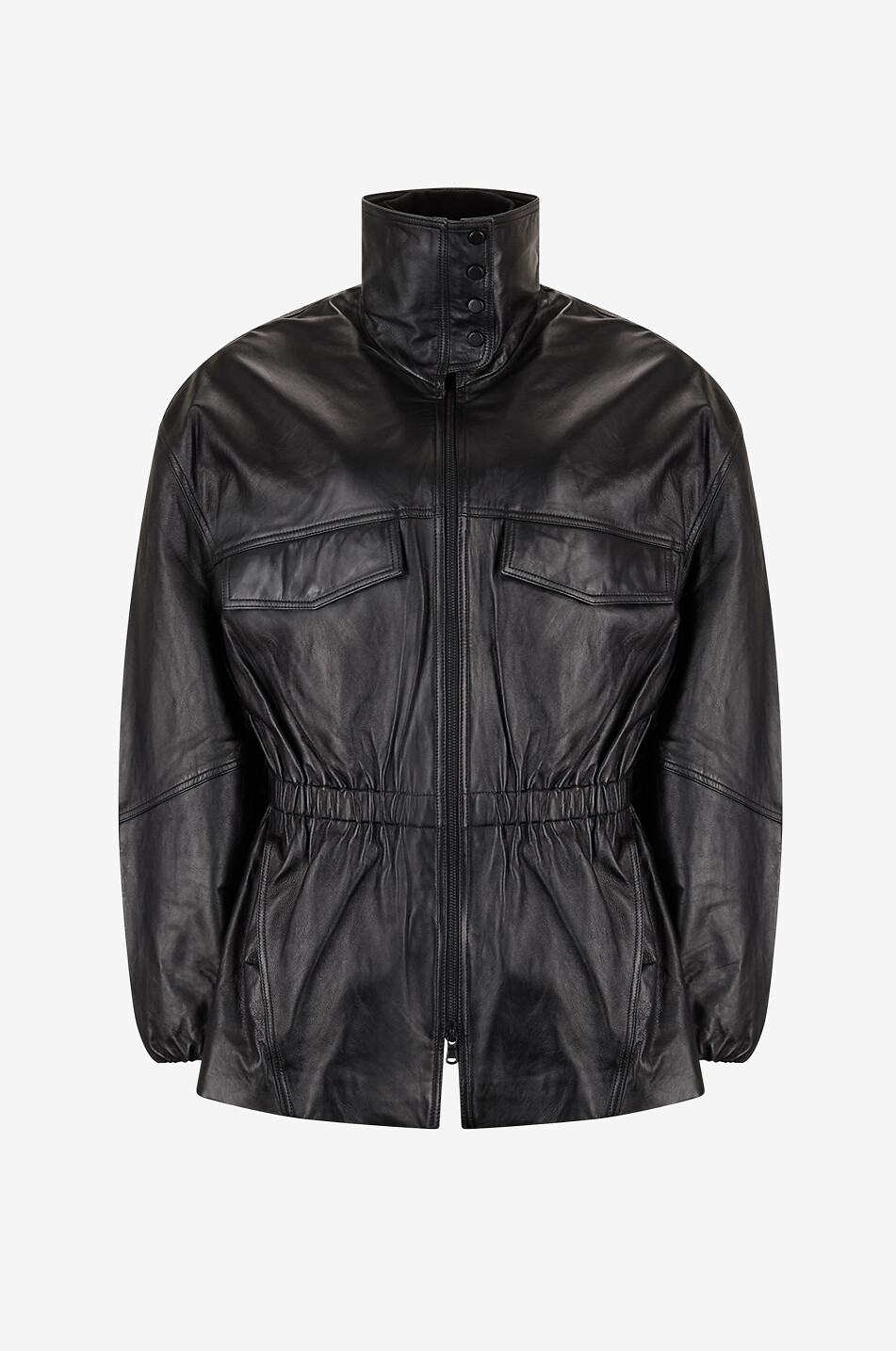Veste en cuir à col montant Carnaby