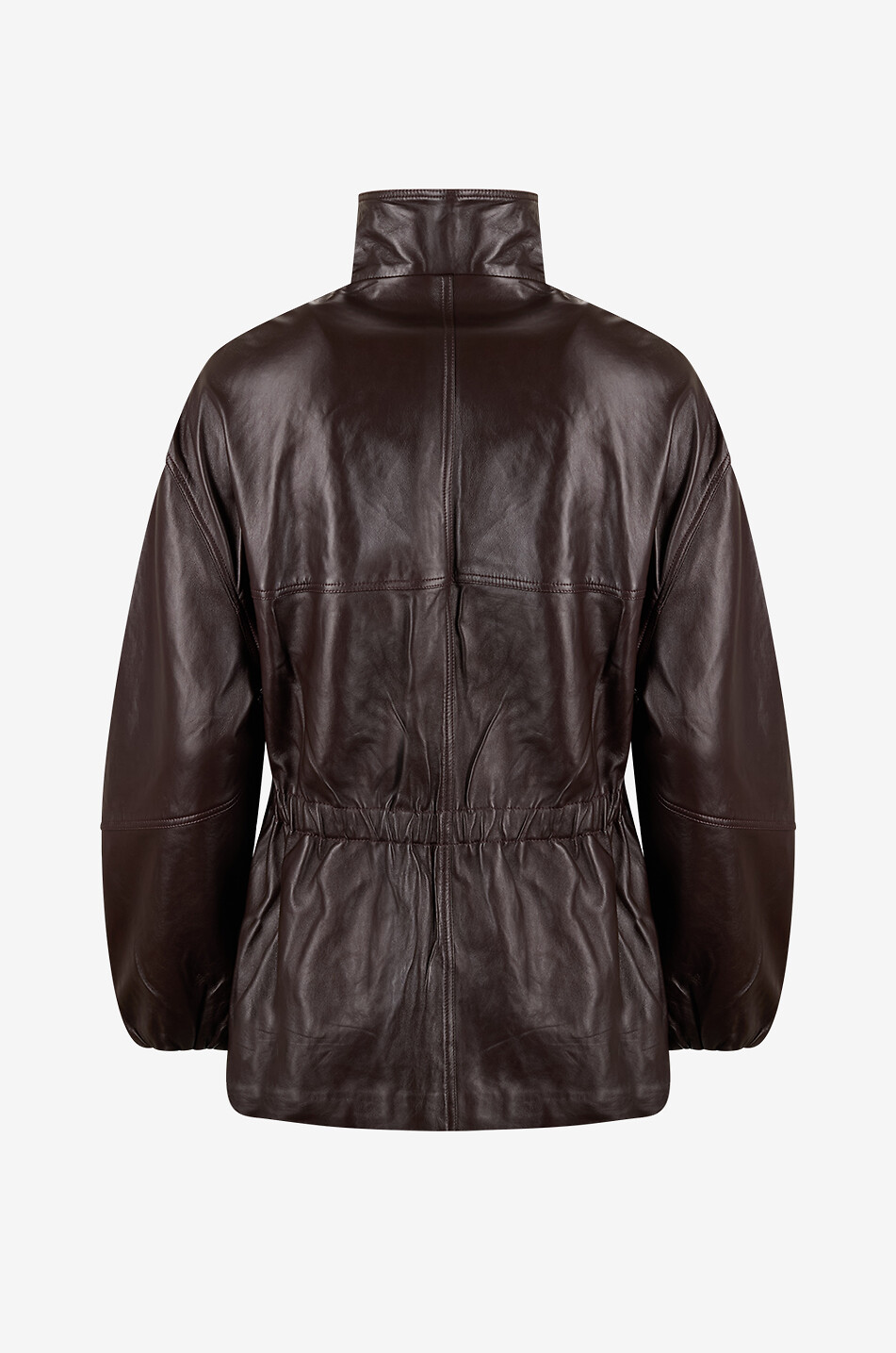 THE FRANKIE SHOP Veste en cuir à col montant Carnaby Femme MARRON FONCÉ 2