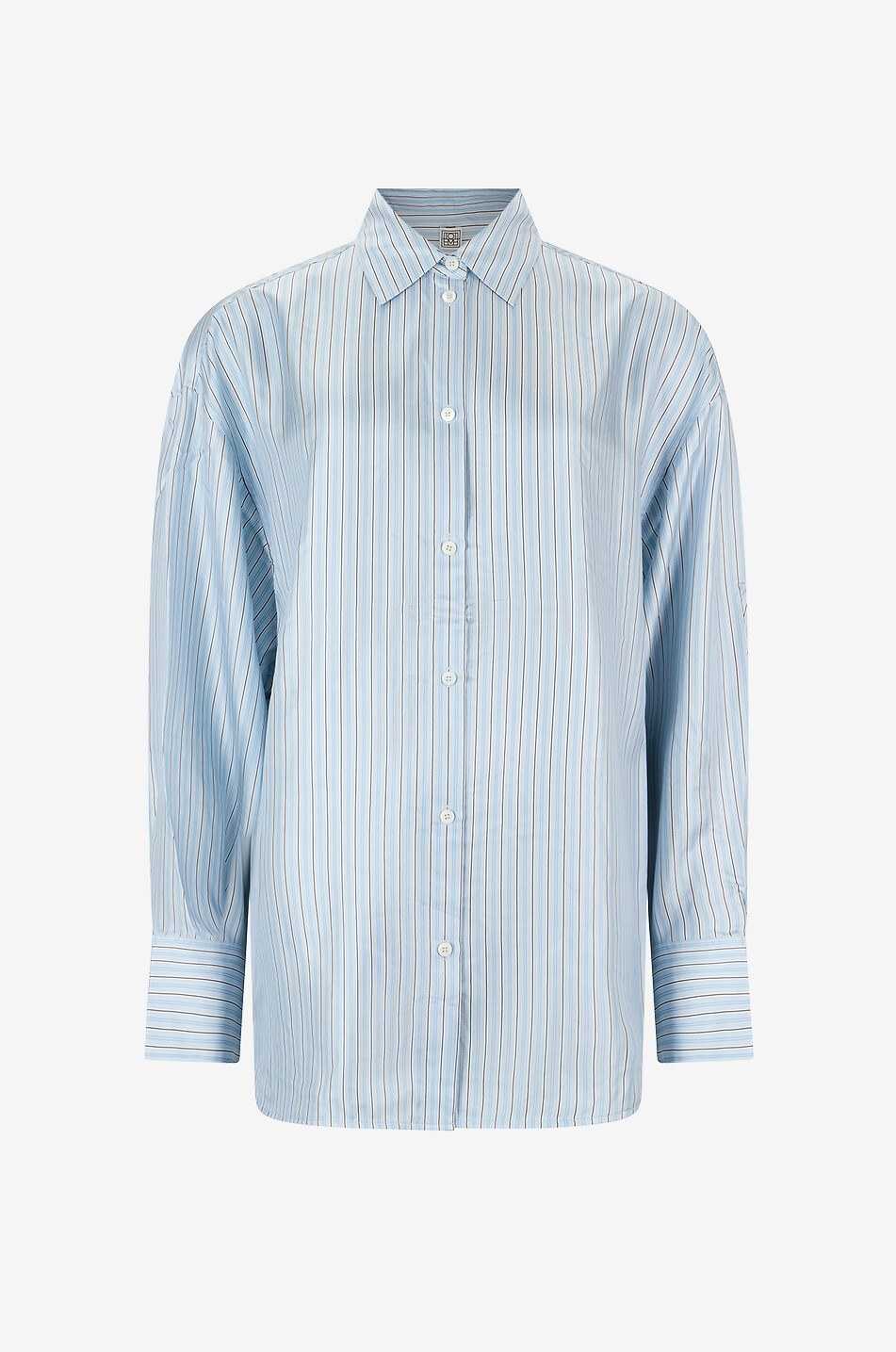 TOTEME Chemise oversize en satin de soie rayée Femme BLEU CLAIR 1