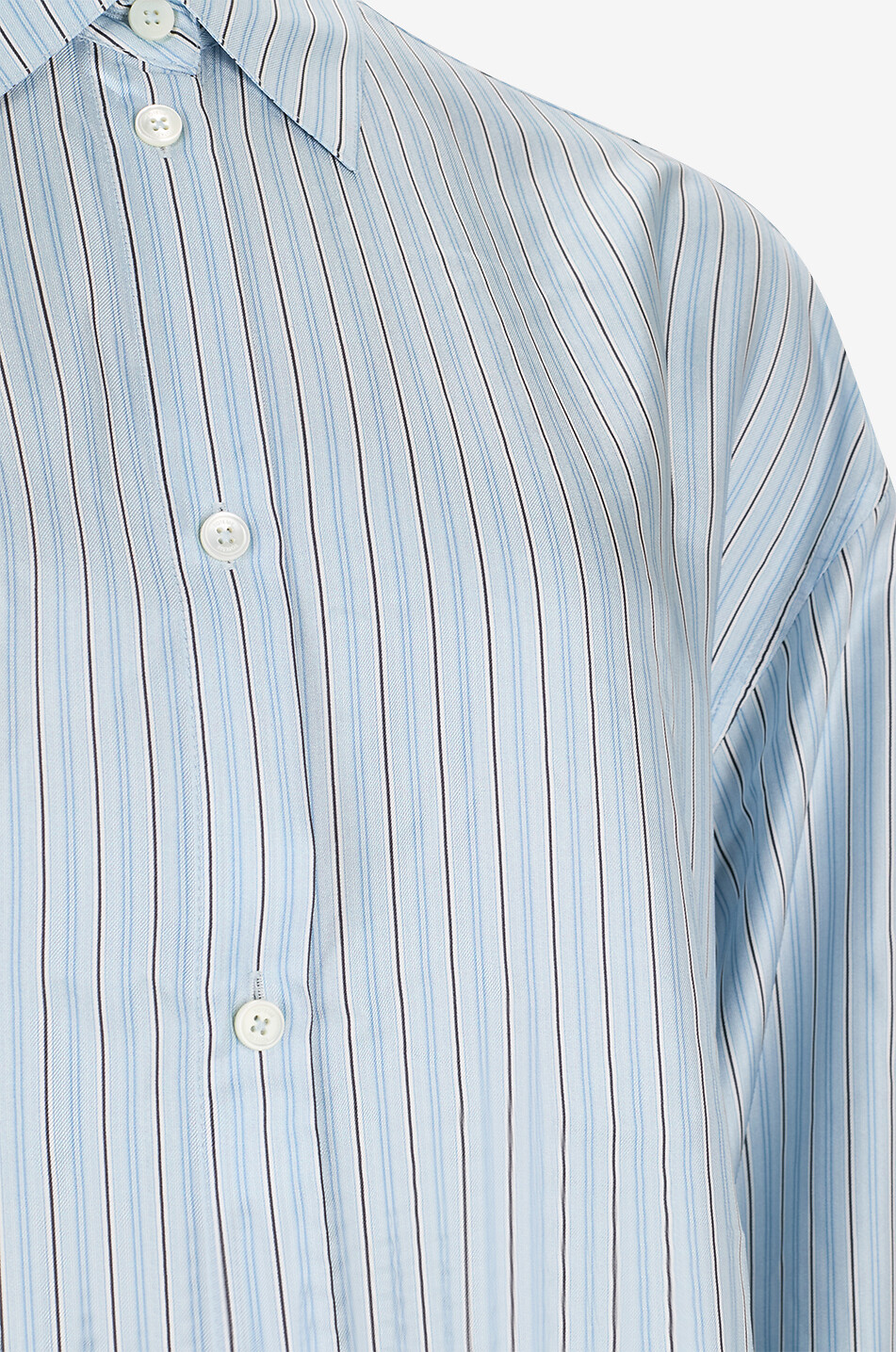 TOTEME Chemise oversize en satin de soie rayée Femme BLEU CLAIR 6