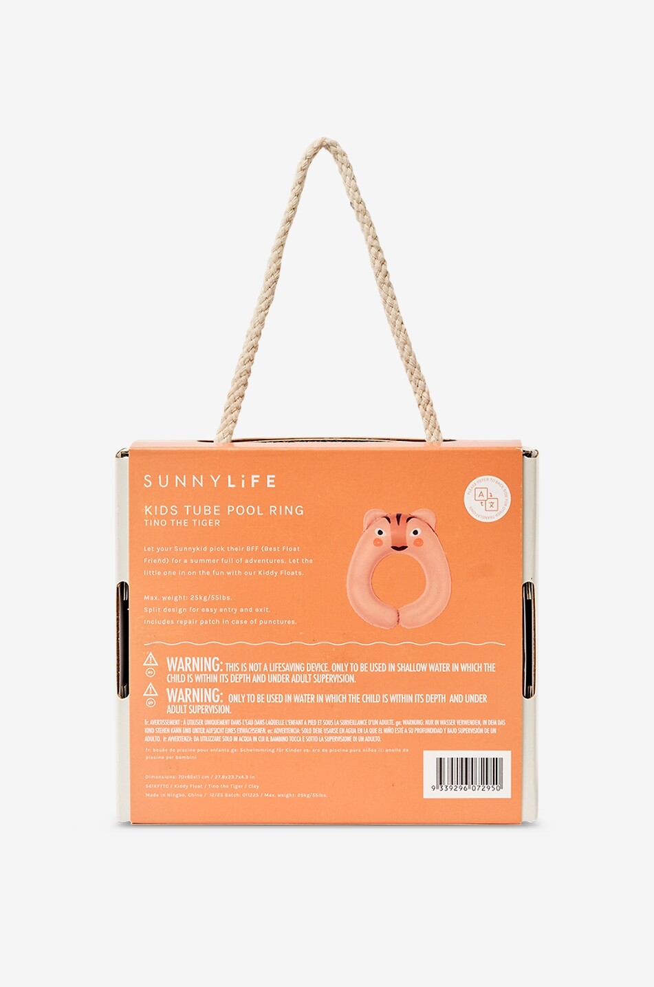 SUNNYLIFE Kleinkinder-Schwimmreifen Kiddy Float Tino the Tiger Clay Unisex ORANGE 8