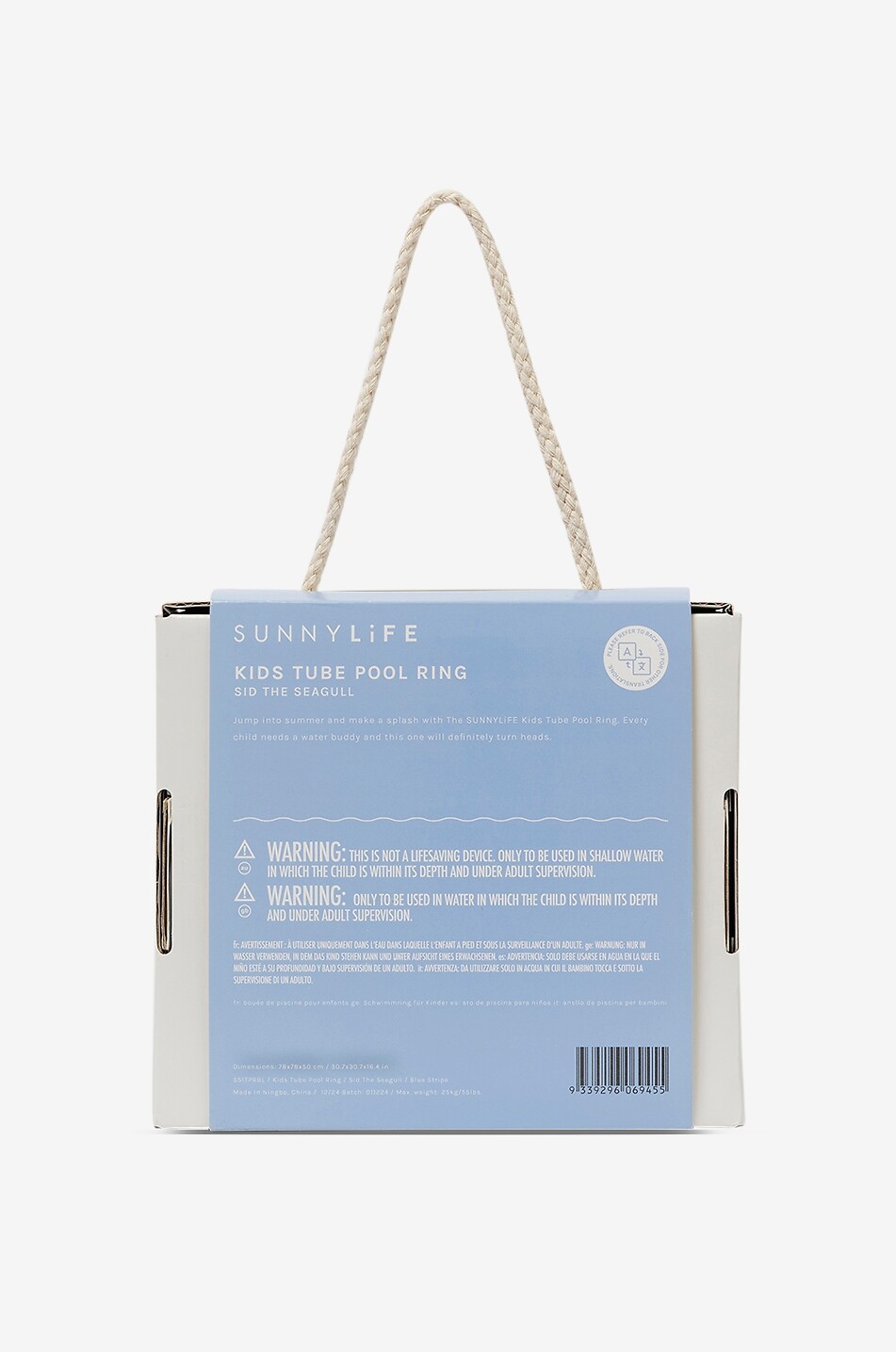 SUNNYLIFE Kinder-Schwimmring Sammy the Seagull Blue Stripe Unisex WEISS 9