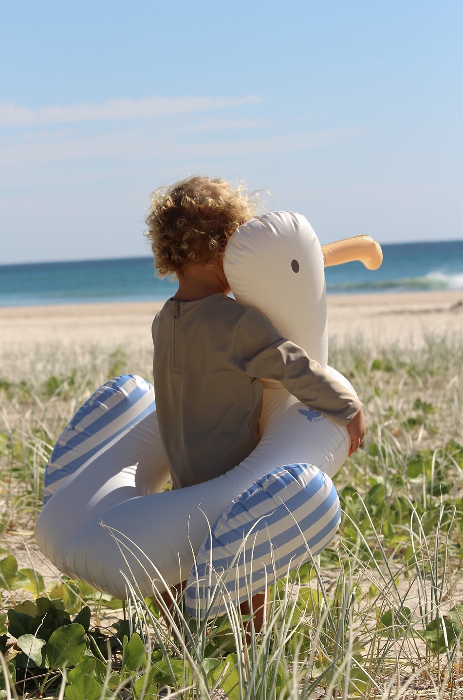 SUNNYLIFE Kinder-Schwimmring Sammy the Seagull Blue Stripe Unisex WEISS 3