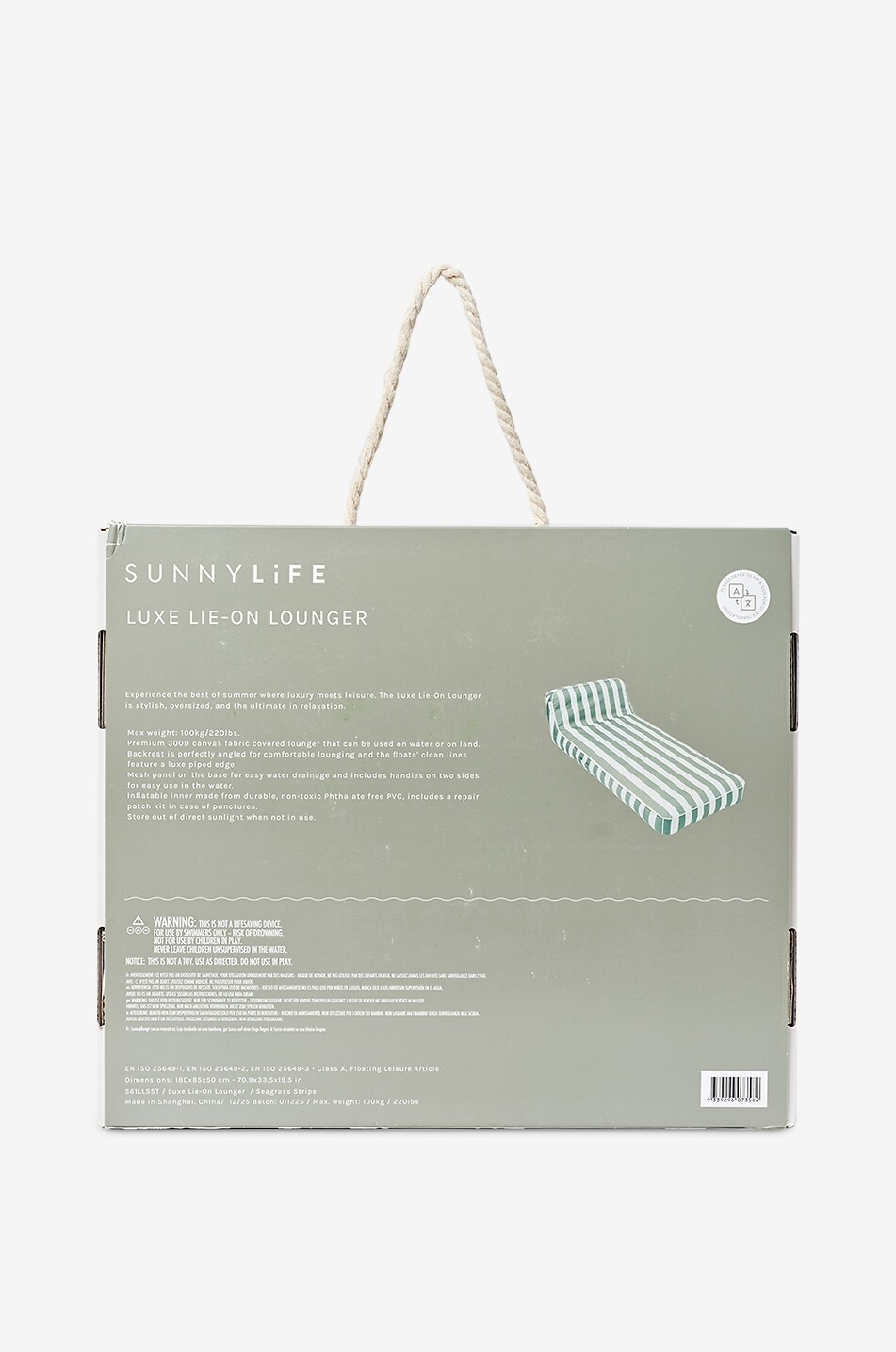 SUNNYLIFE Luxe Lounger Seagrass Stripe inflatable lounge chair Unisex GREEN 5