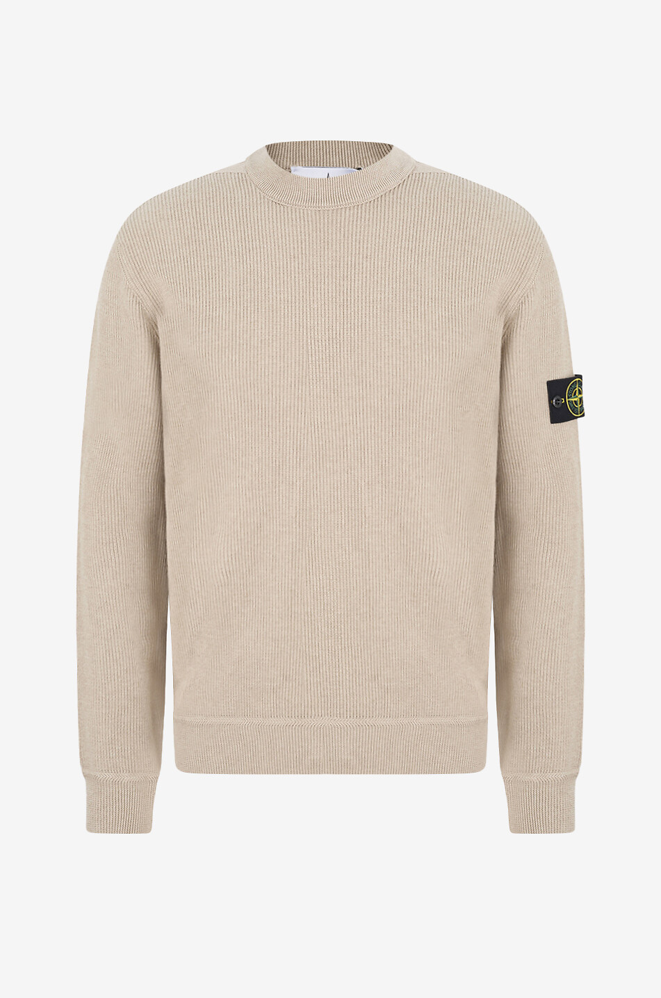 STONE ISLAND Gerippter Rundhalspullover aus Baumwolle 5100154 Ribbed Soft Organic Cotton Herren Mittle beige 1