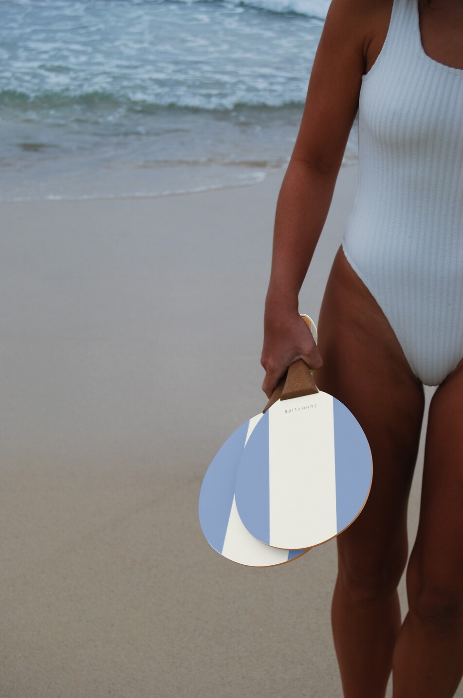 SUNNYLIFE Raquettes de plage Vintage Beach Paddles - La Mer Med Blue Unisexe BLEU 3