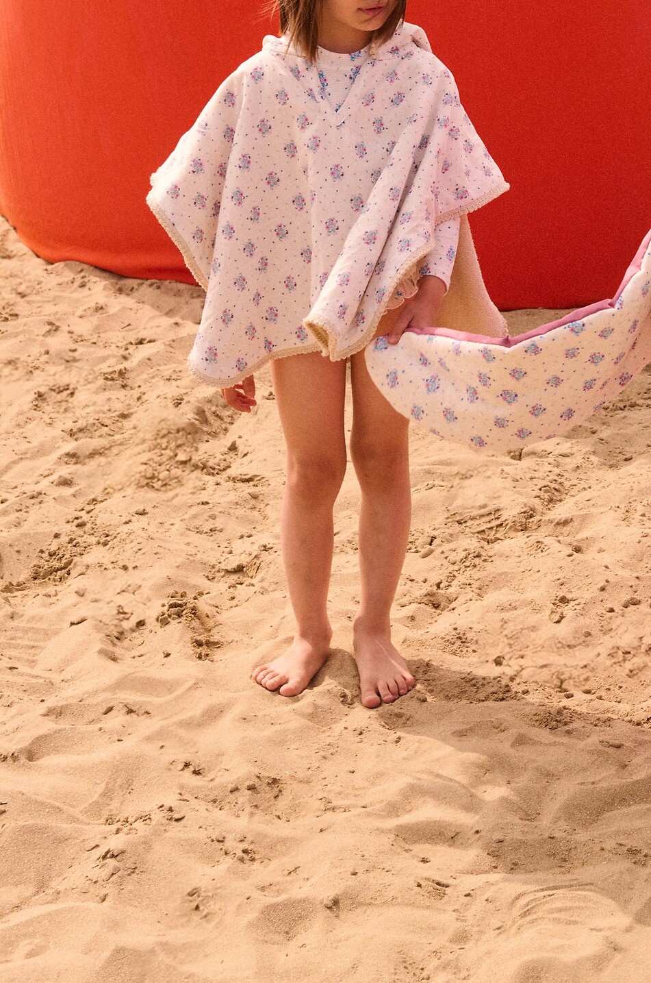 LOUISE MISHA Cape de plage en coton biologique imprimé fleuri fille Mael Fille Beige clair 3