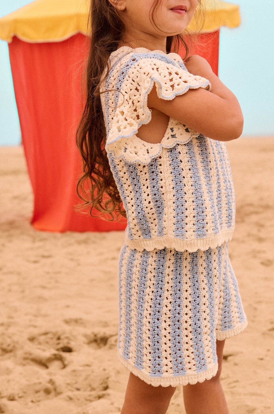 LOUISE MISHA Short crocheté rayé en coton fille Mekylane Fille BLEU 2