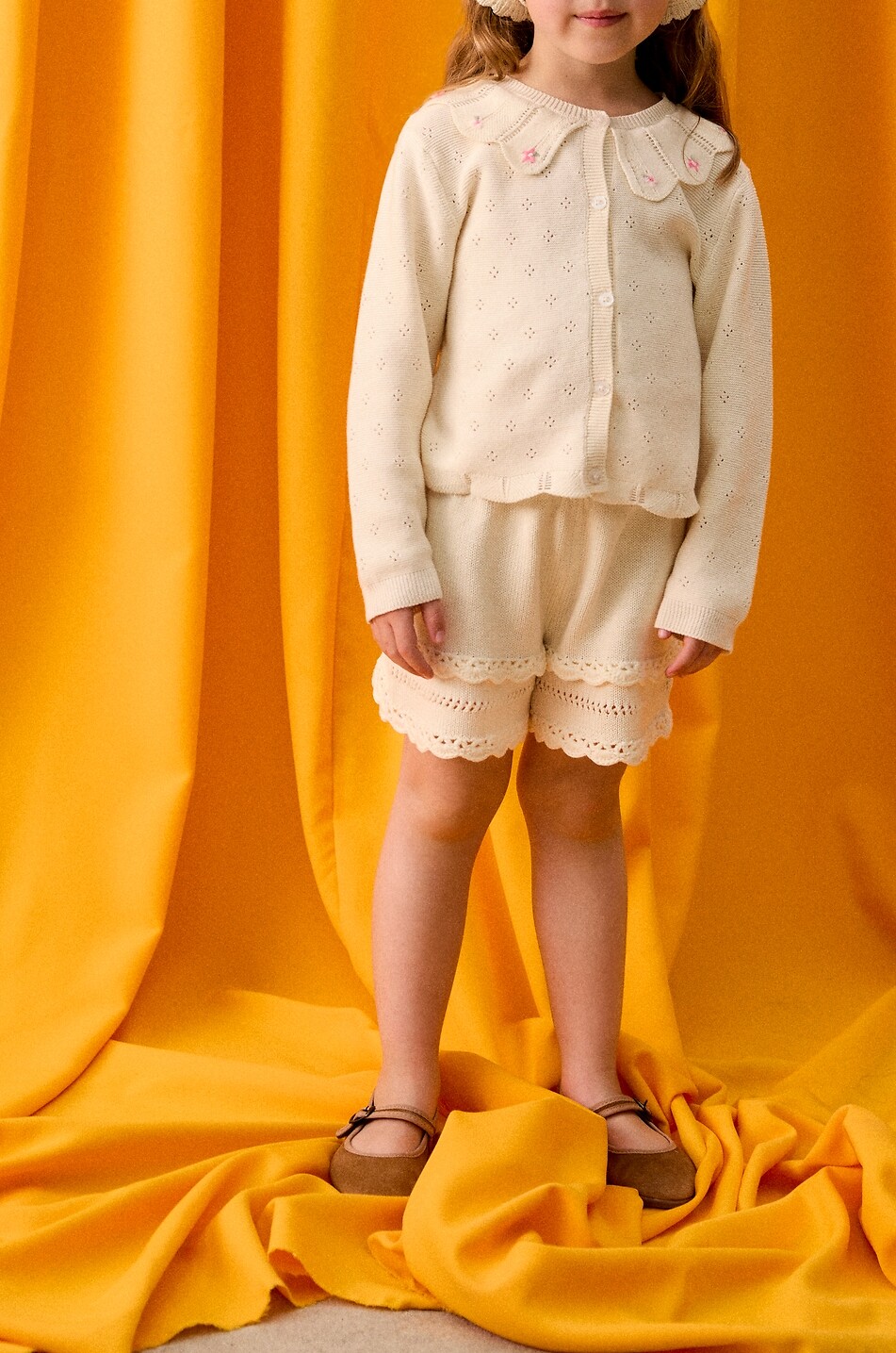 LOUISE MISHA Short tricoté ajouré en coton fille Mekylane Fille Beige clair 2