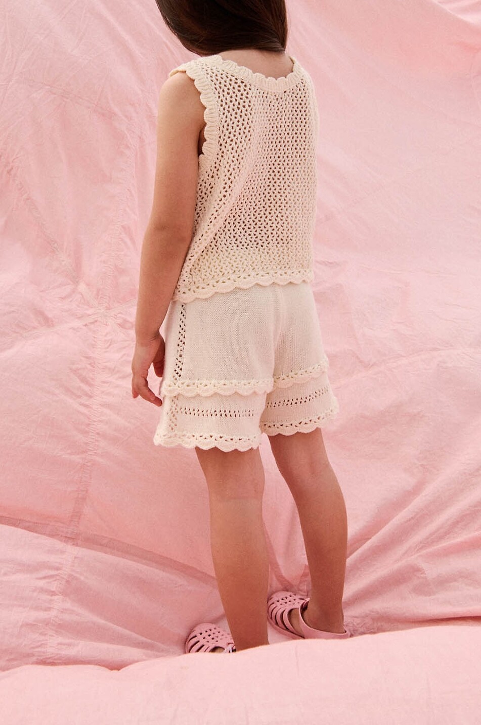 LOUISE MISHA Short tricoté ajouré en coton fille Mekylane Fille Beige clair 6