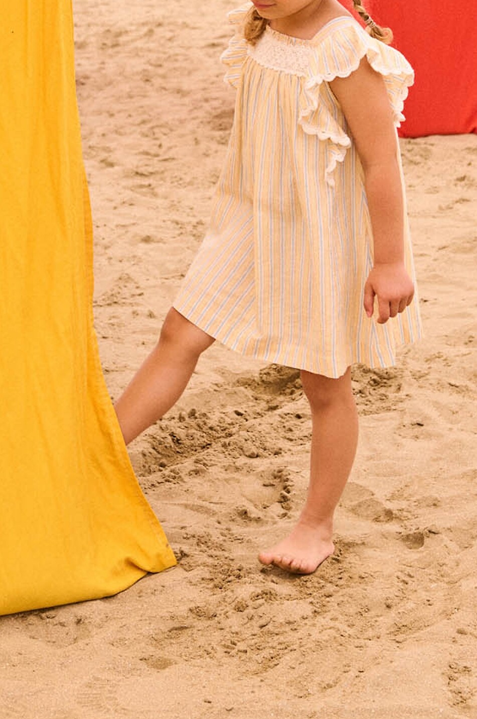 LOUISE MISHA Robe rayée courte en coton bio fille Martine Fille JAUNE CLAIR 4