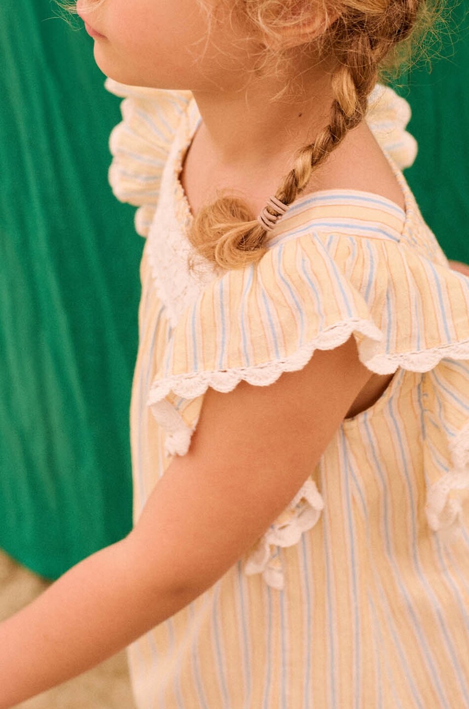 LOUISE MISHA Robe rayée courte en coton bio fille Martine Fille JAUNE CLAIR 5