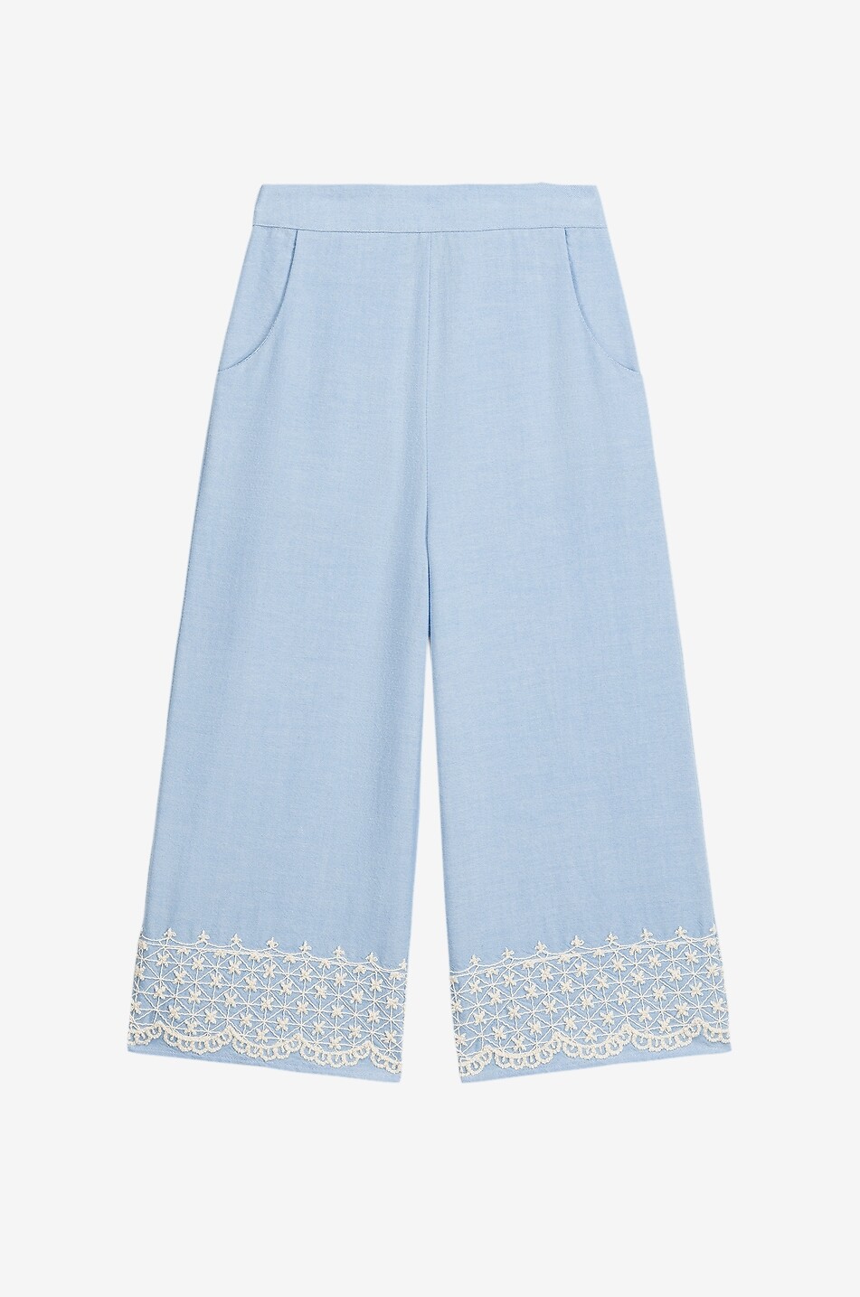 LOUISE MISHA Weite bestickte Hose aus Bio-Baumwolle für Mädchen Florelia Mädchen BLAU 1