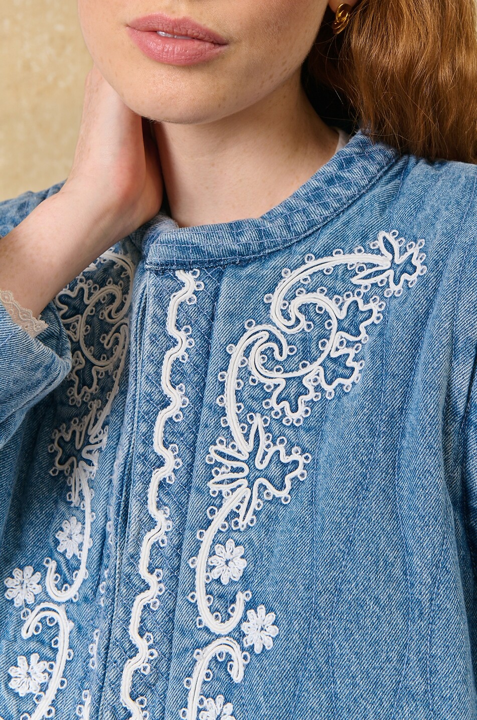 LOUISE MISHA Horicia embroidered quilted denim jacket Women BLUE 4