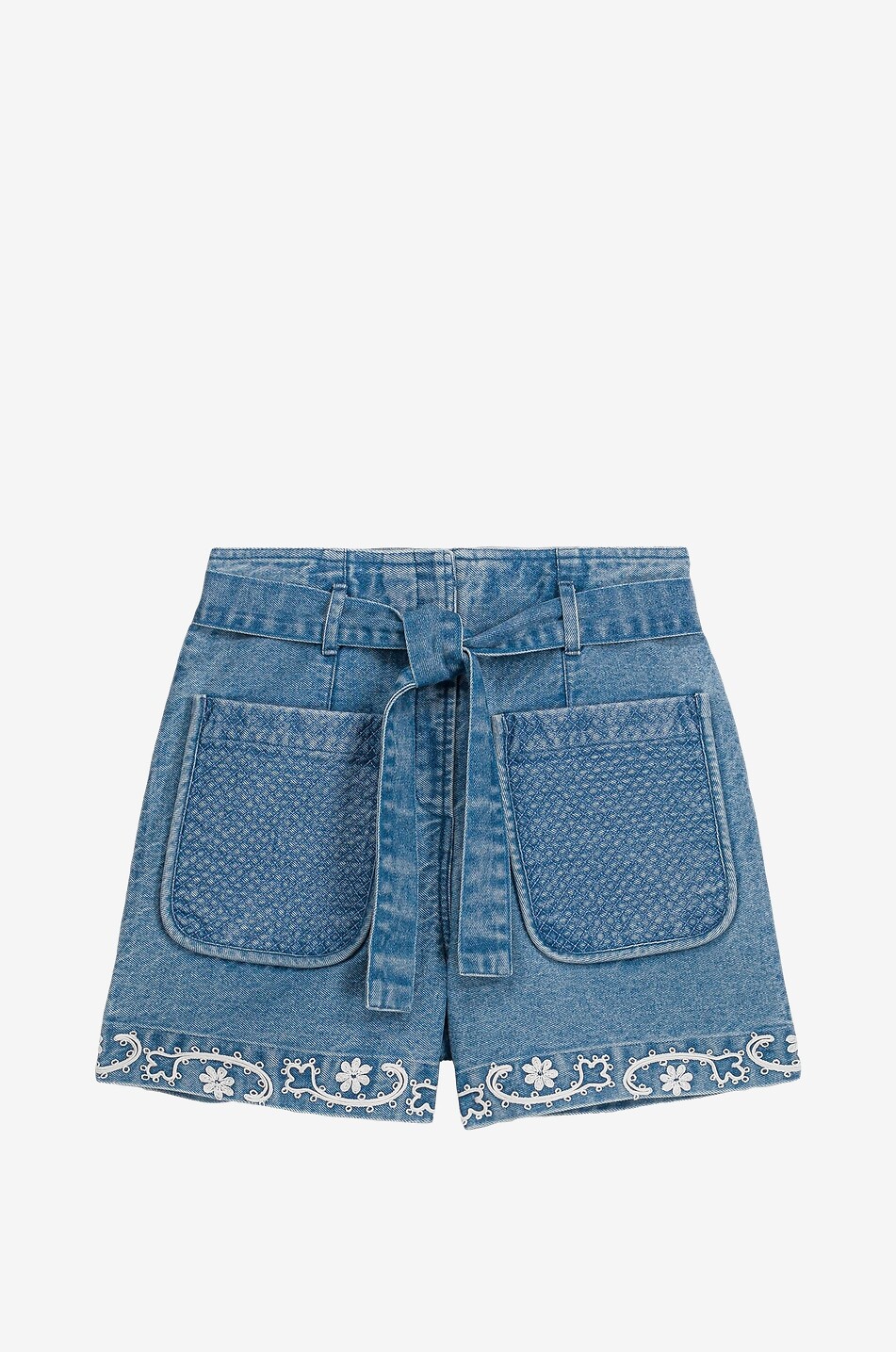 LOUISE MISHA Short en denim brodé Virgin Femme BLEU 1