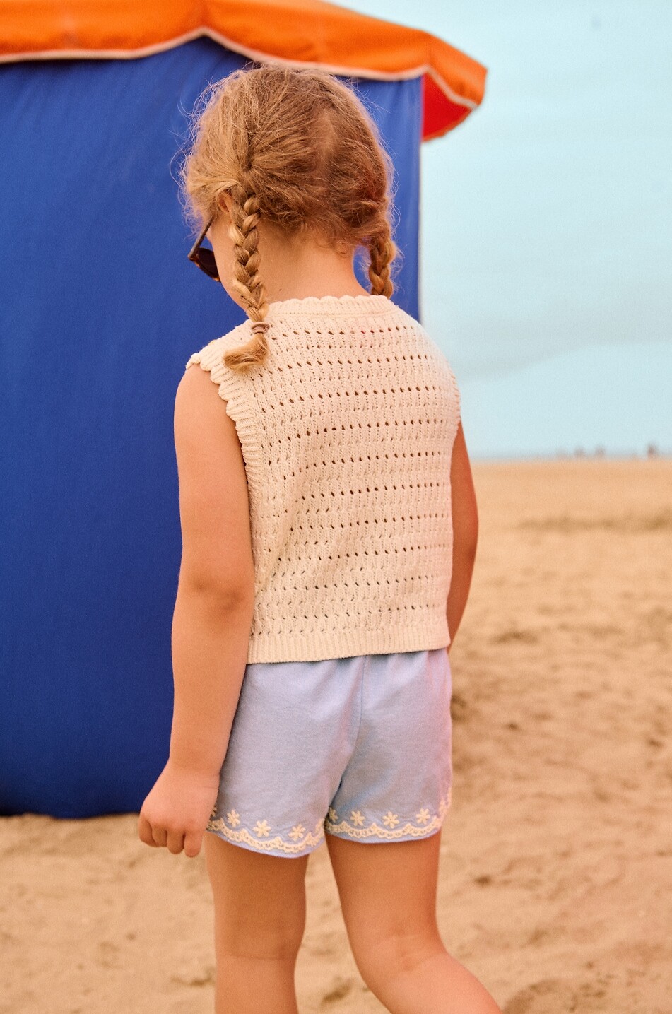LOUISE MISHA Bestickte Shorts aus Canvas für Mädchen Vally Mädchen BLAU 3