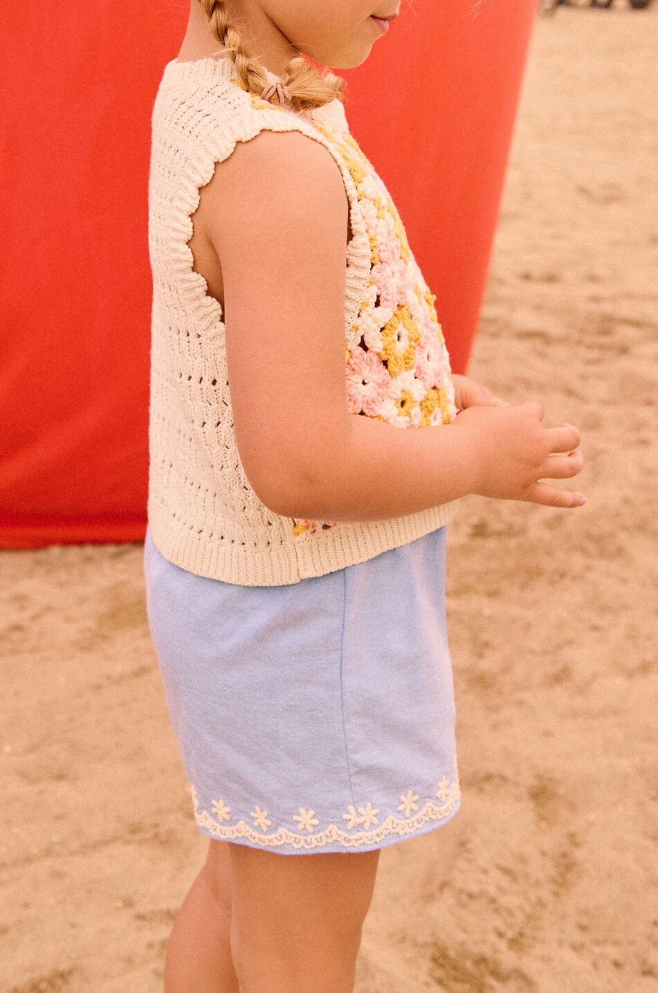 LOUISE MISHA Bestickte Shorts aus Canvas für Mädchen Vally Mädchen BLAU 5