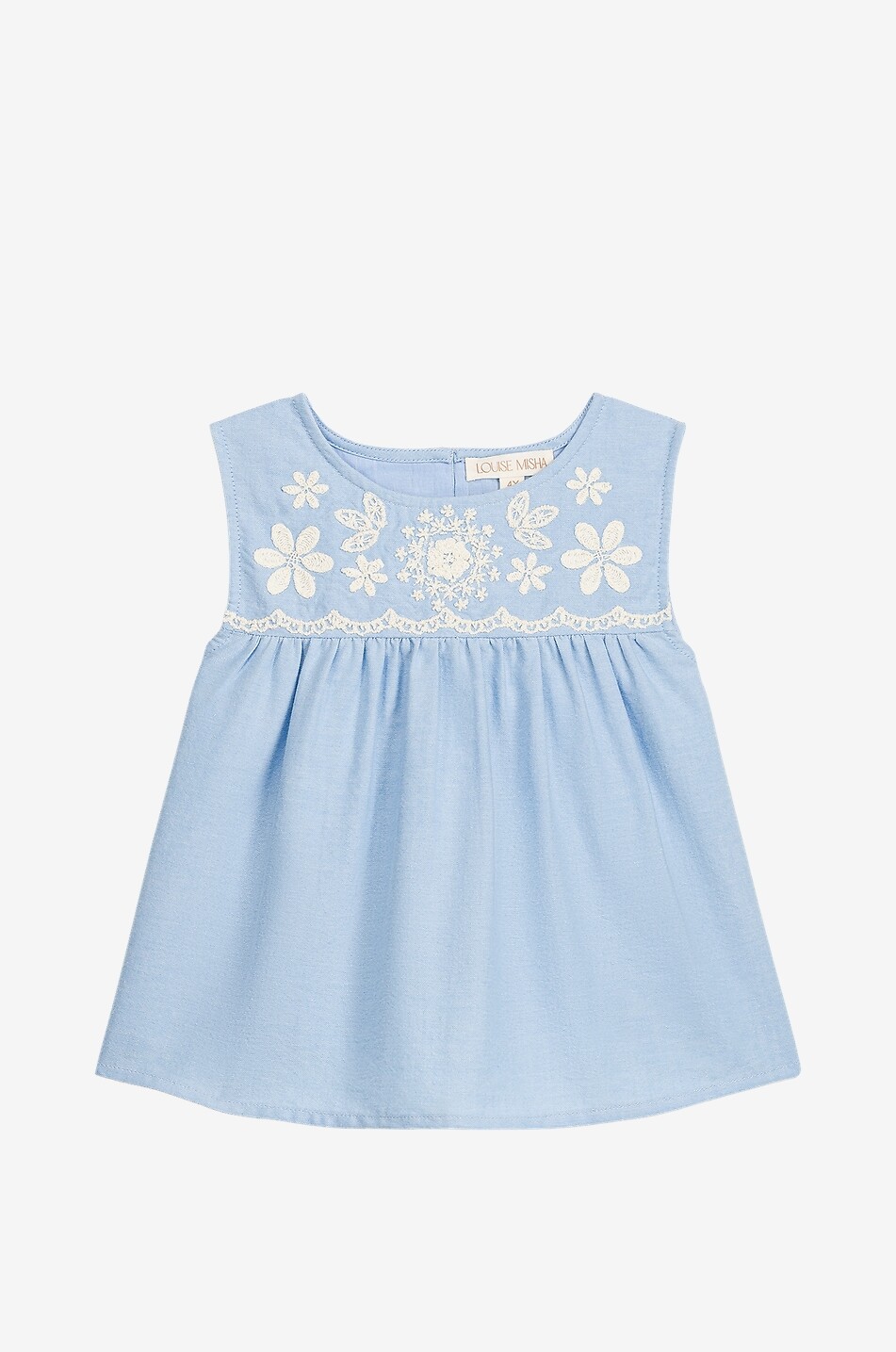 LOUISE MISHA Malaya embroidered organic cotton canvas girl's top Girl BLUE 1